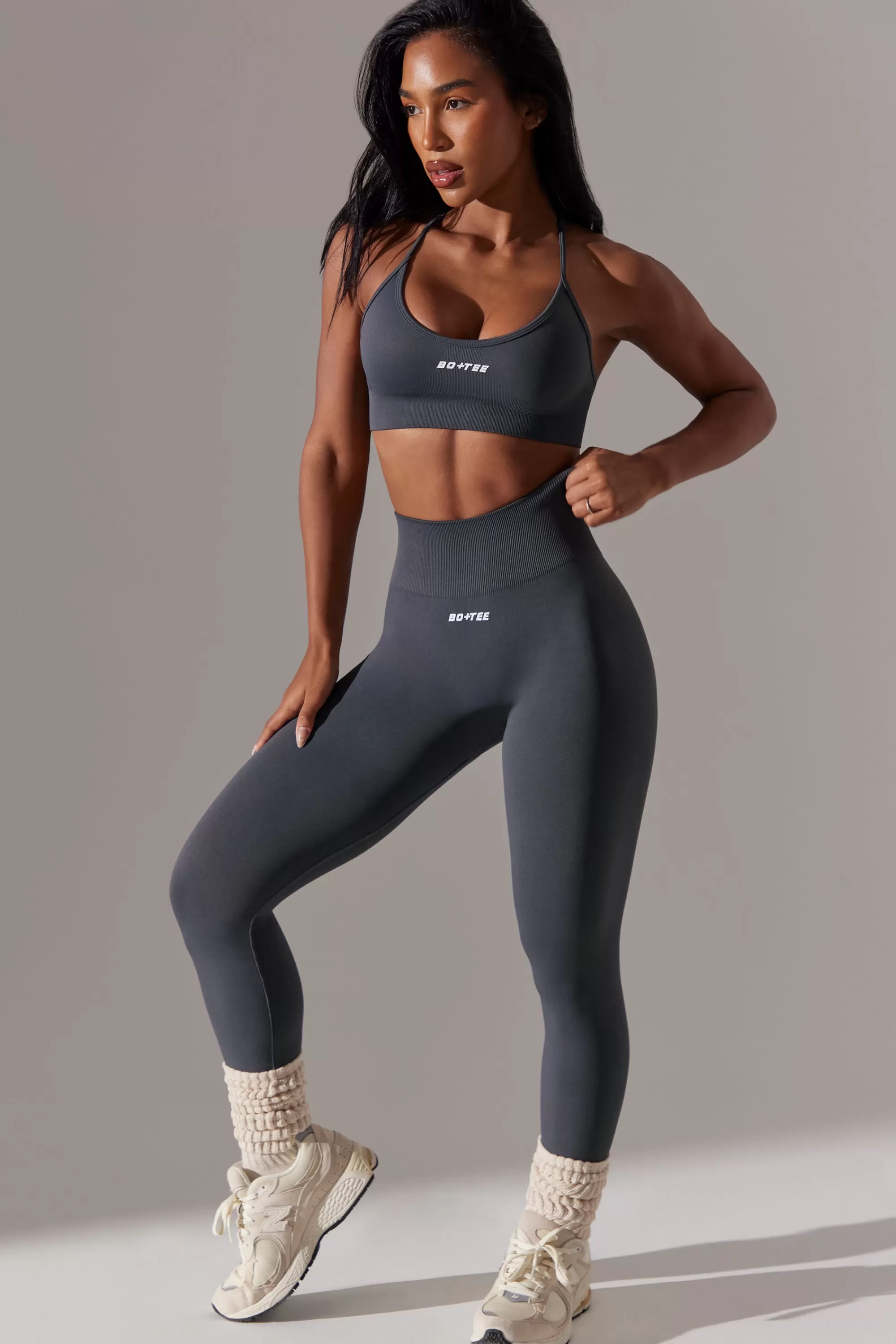 Oh Polly High Waist Super Sculpt Leggings In Grey Sale