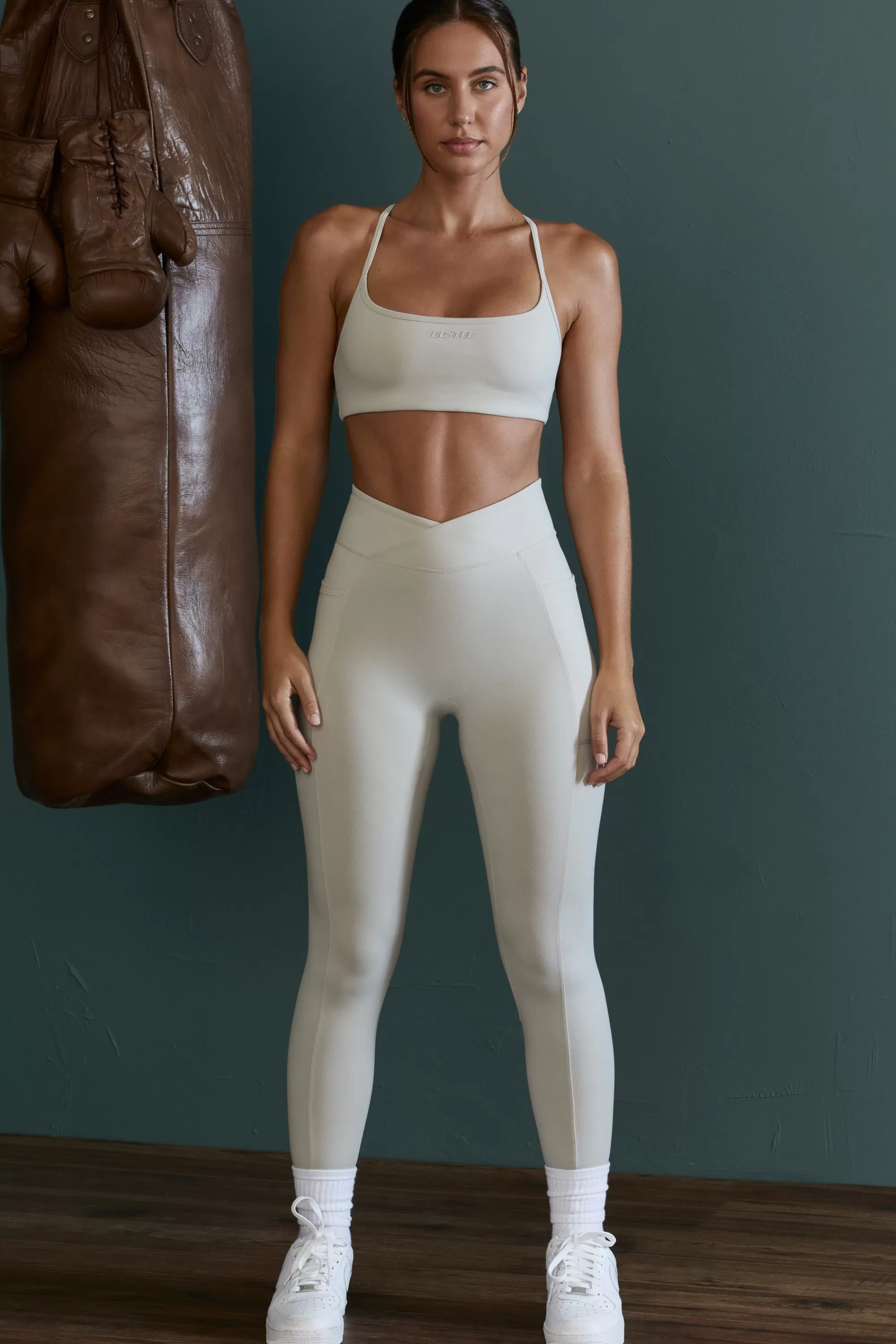 Oh Polly High Waist Wrap Over Leggings In Grey Online