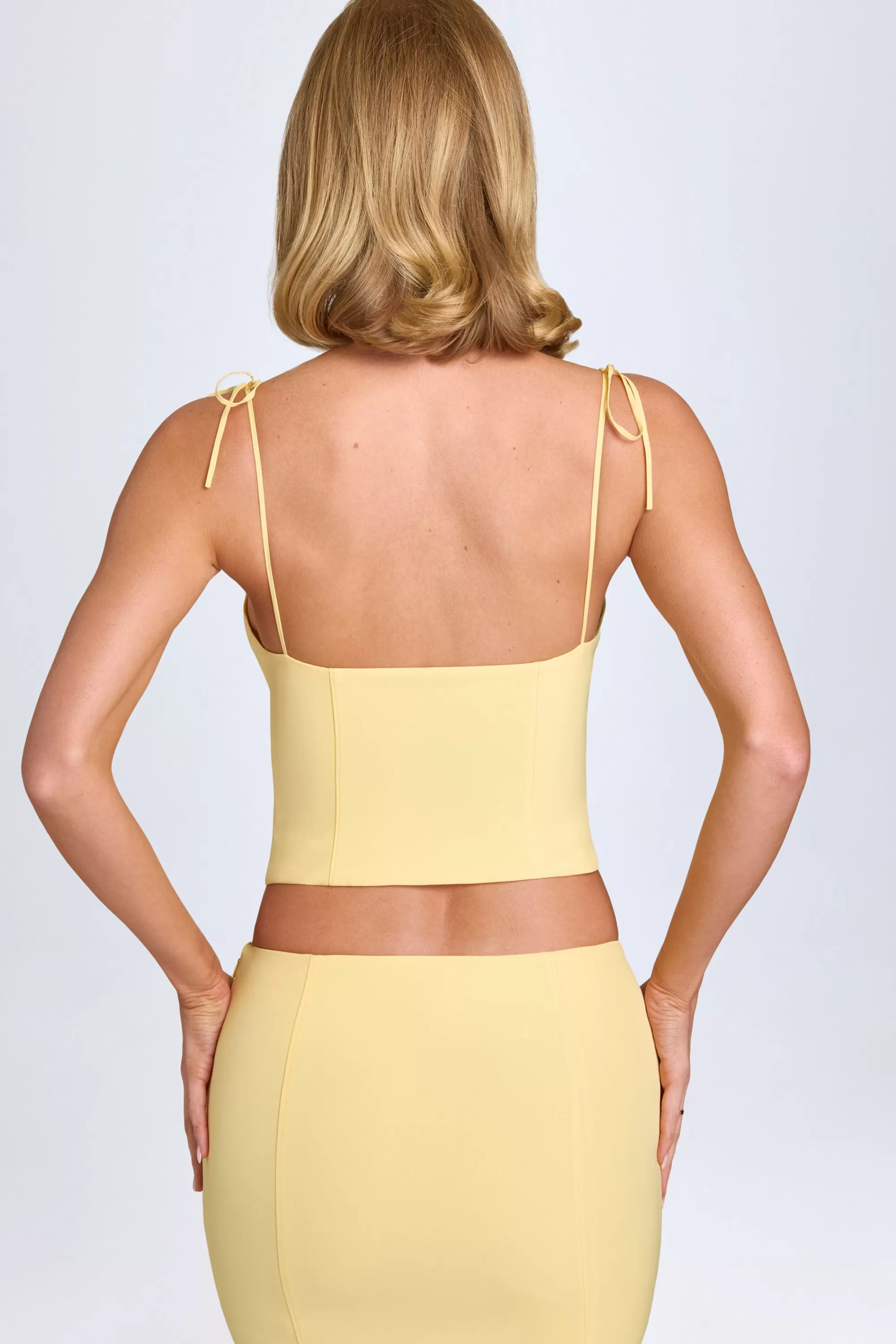 Oh Polly Lace-Trim Camisole Top In Pastel Yellow New