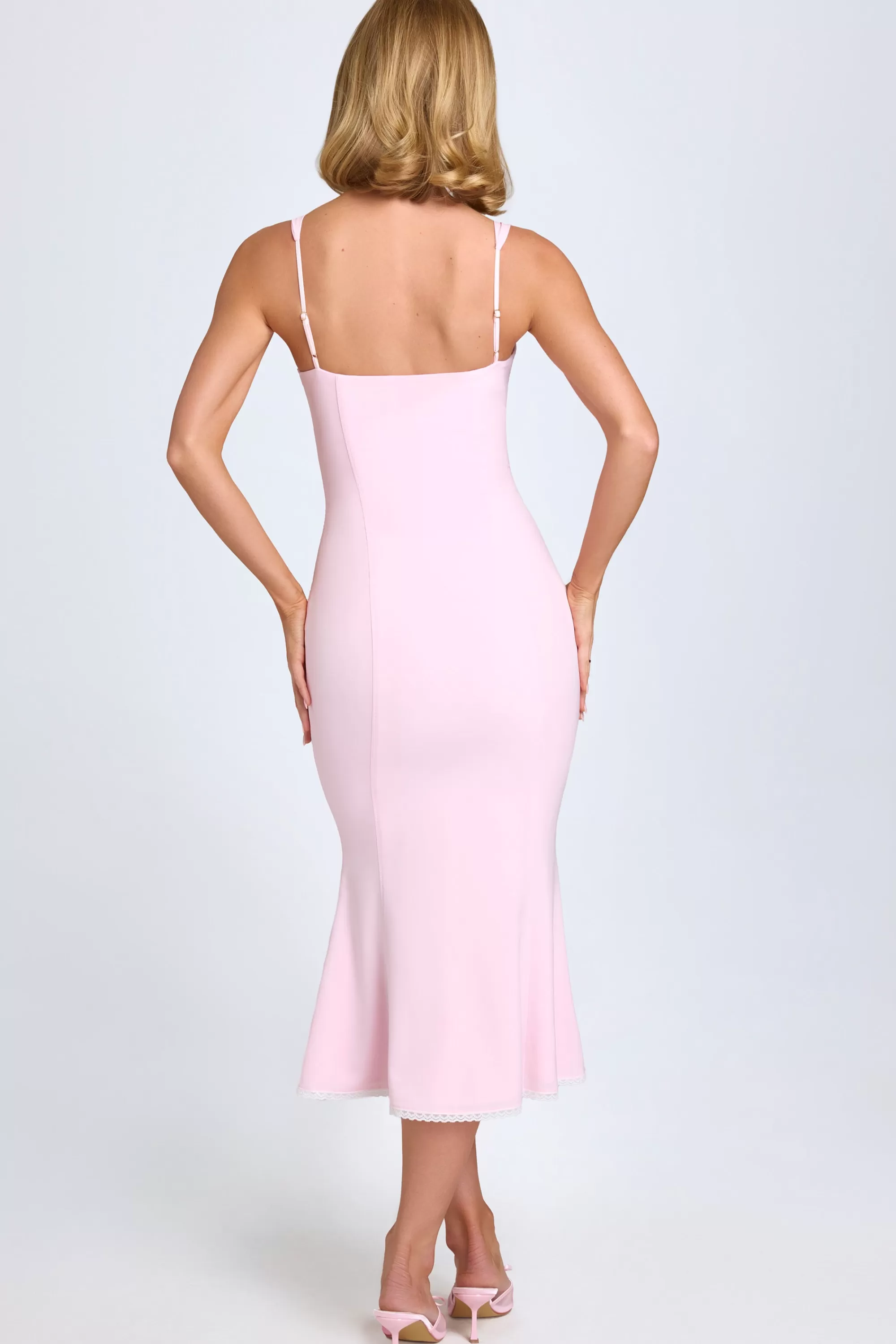 Oh Polly Lace-Trim Midaxi Dress In Blush Store