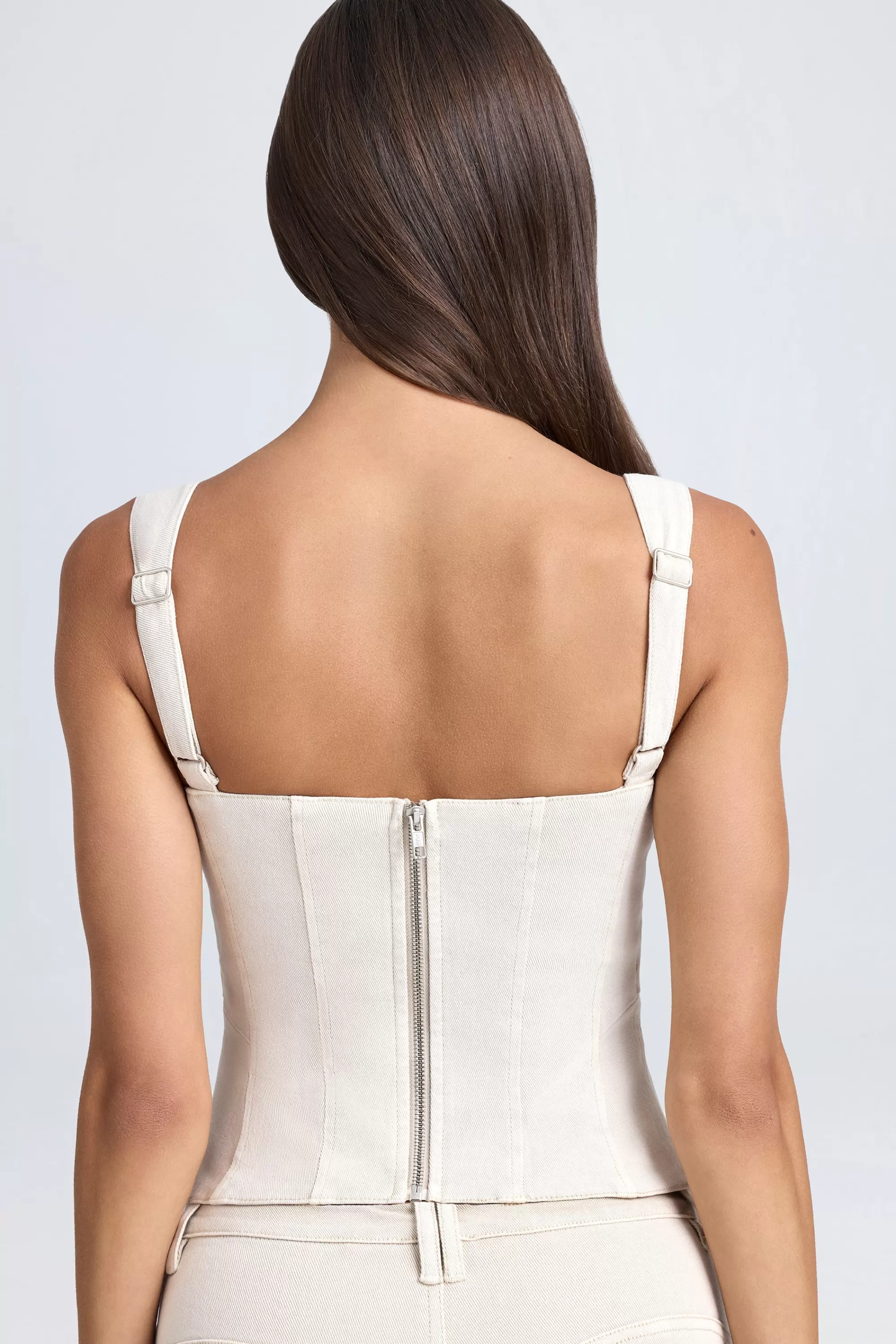 Oh Polly Lace-Up Corset Top In Ecru Best