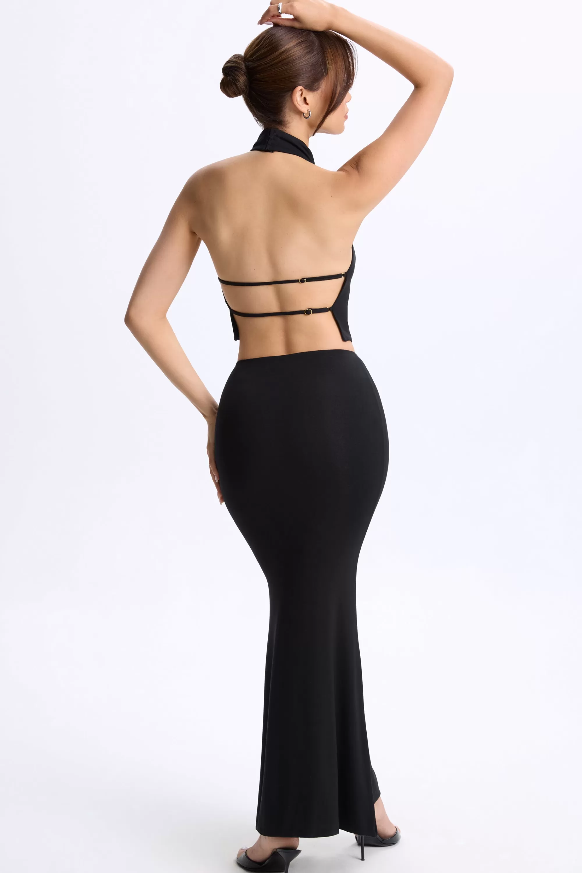 Oh Polly Low-Rise Maxi Skirt In Black Discount