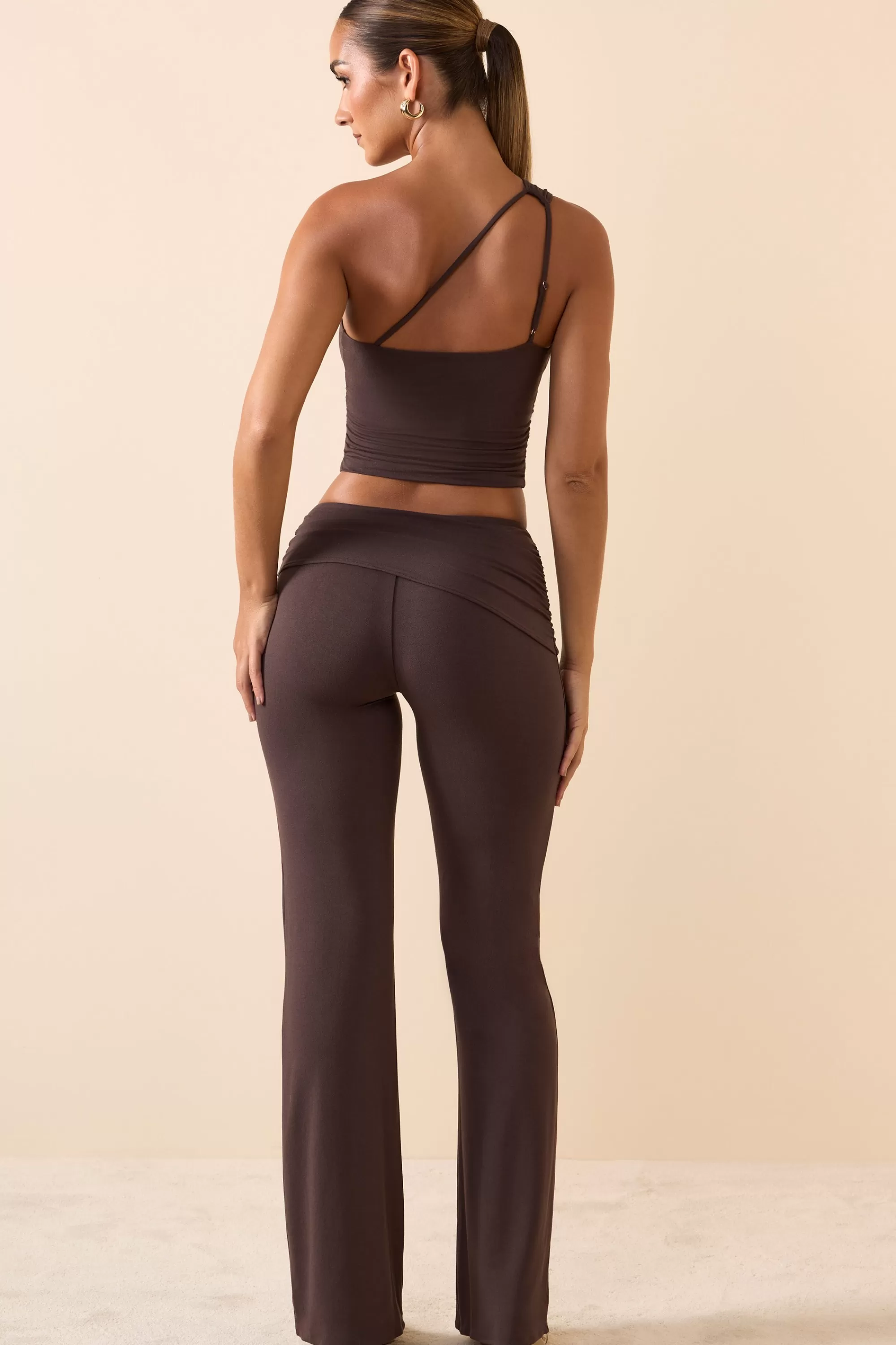 Oh Polly Mid Rise Straight Leg Trousers In Chocolate Brown Cheap