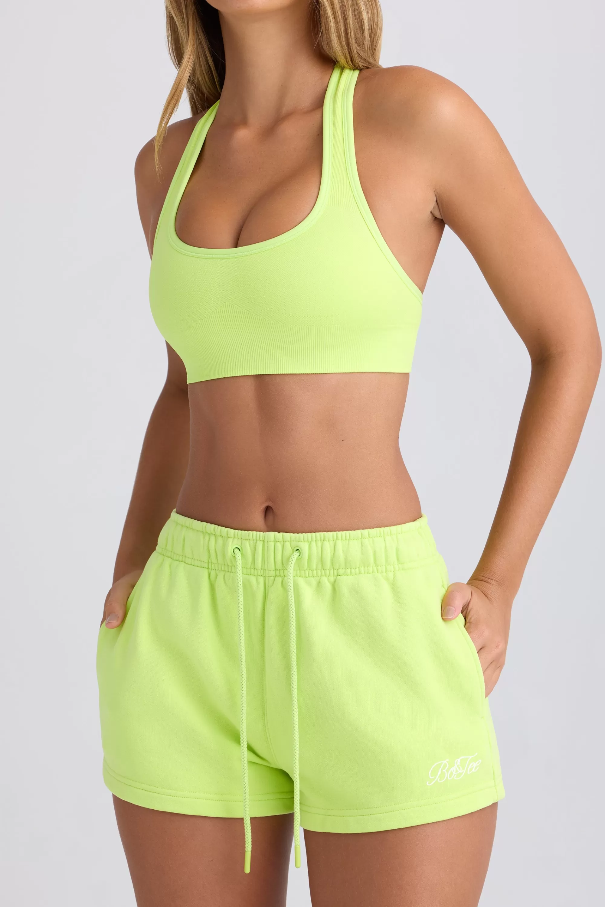 Oh Polly Mid-Rise Sweat Shorts In Key Lime New