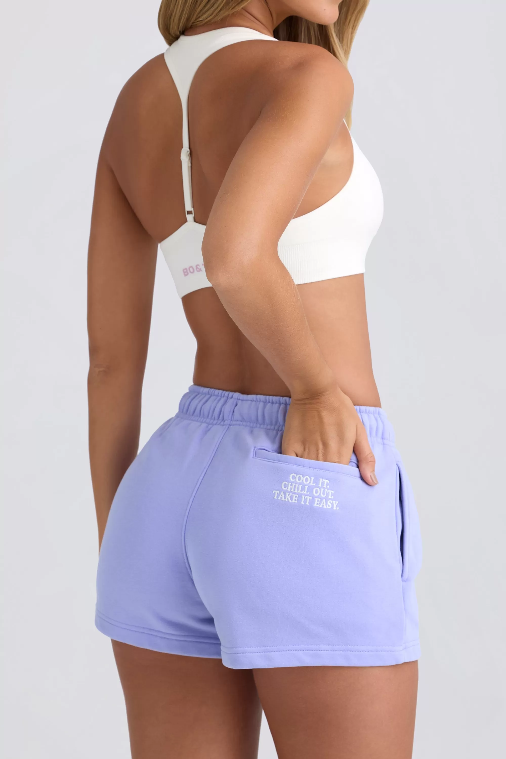 Oh Polly Mid-Rise Sweat Shorts In Periwinkle Online