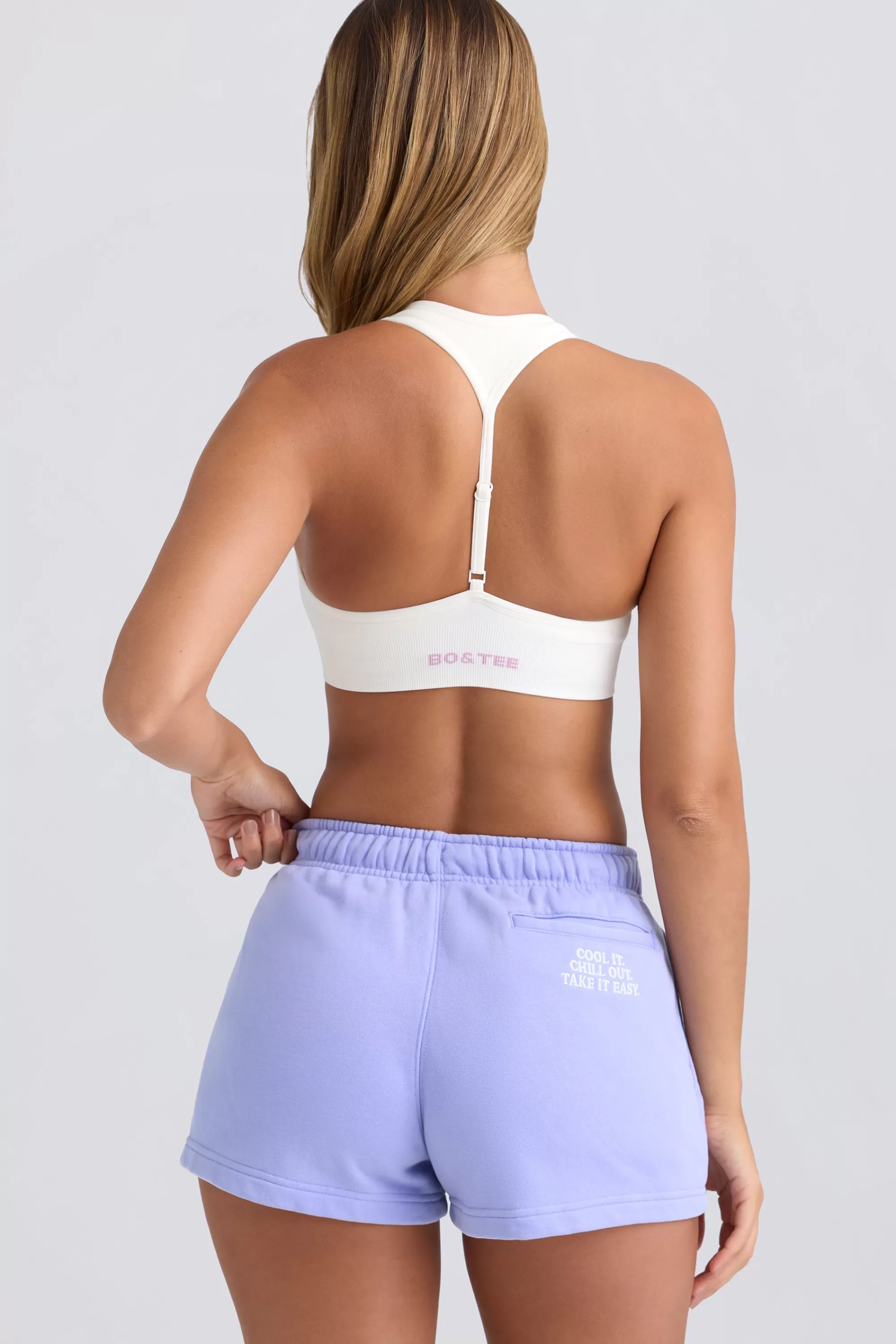 Oh Polly Mid-Rise Sweat Shorts In Periwinkle Online