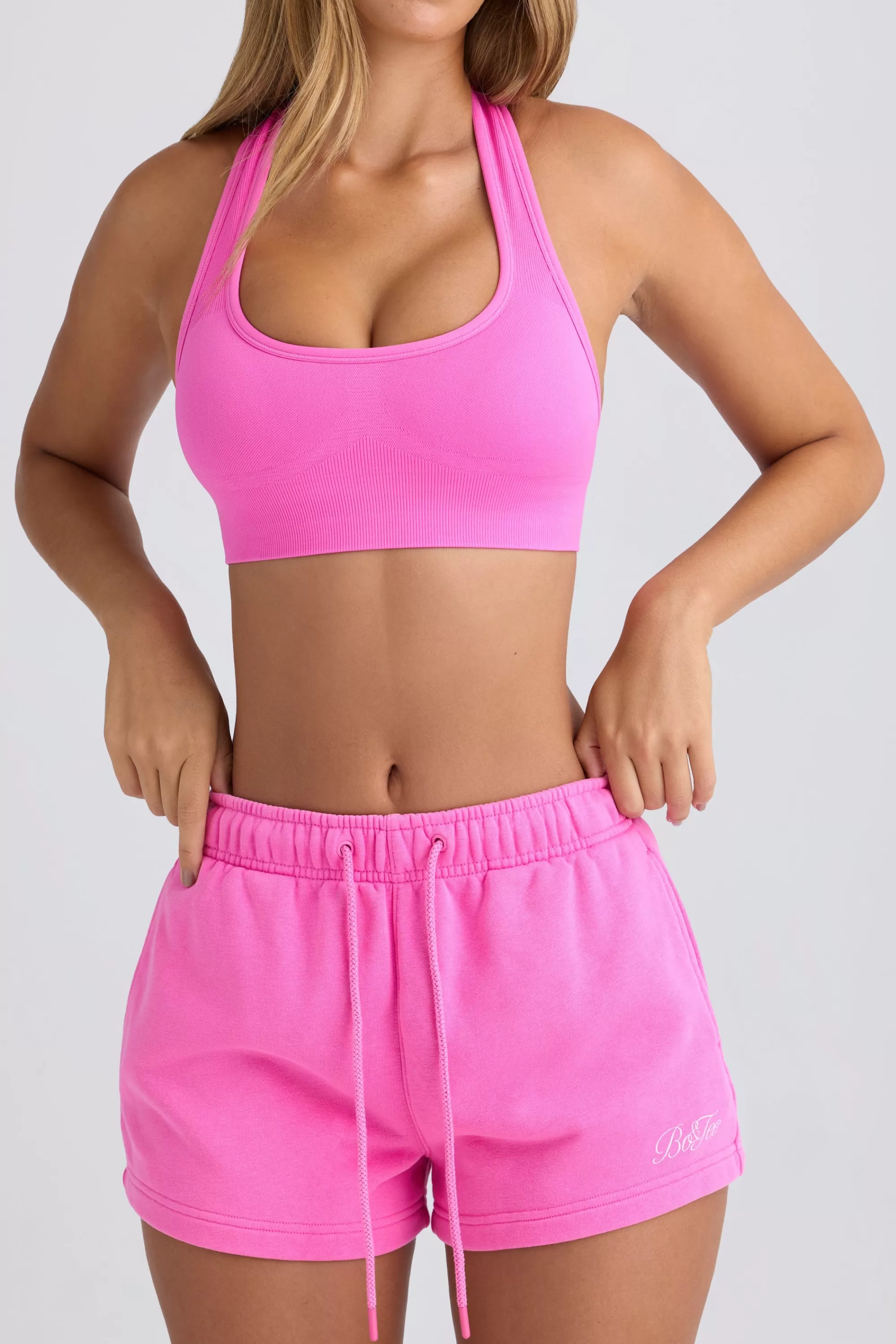 Oh Polly Mid-Rise Sweat Shorts In Sugar Pink Fashion