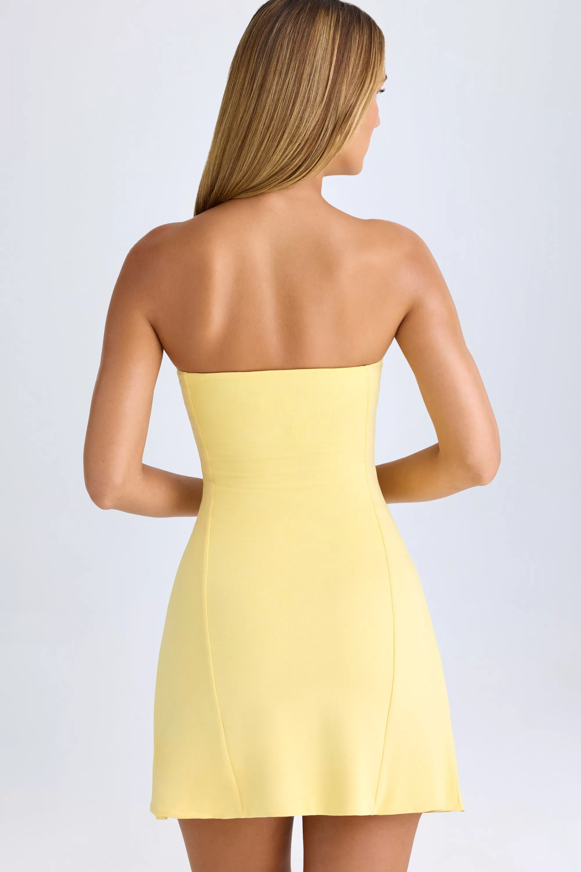 Oh Polly Modal Bandeau Mini Dress In Lemon Sherbet Hot