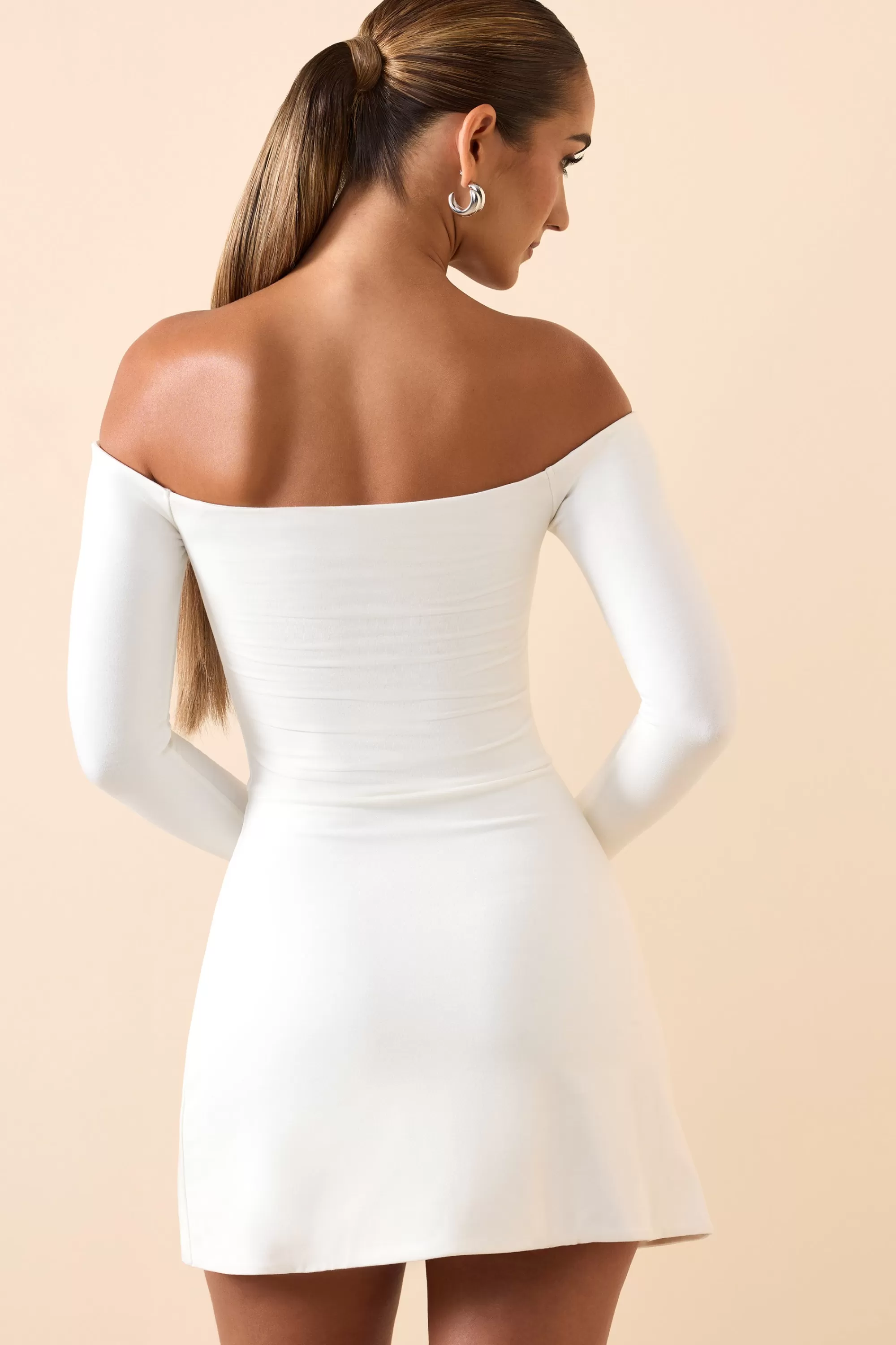 Oh Polly Modal Cut-Out Off-Shoulder A-Line Mini Dress In White White Outlet