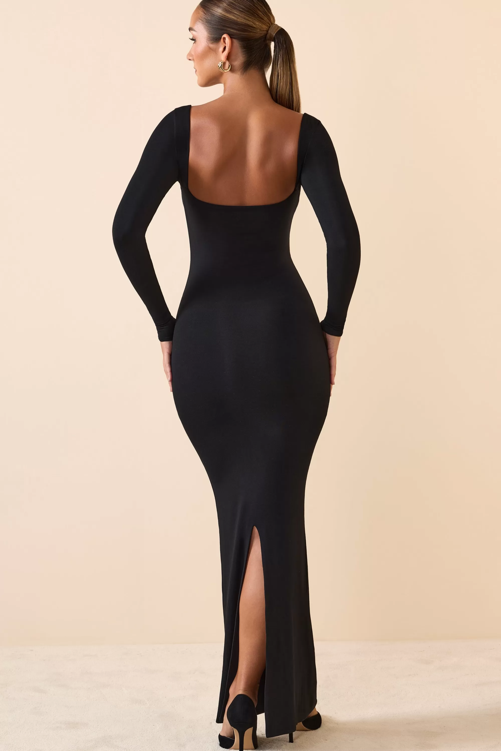 Oh Polly Modal Keyhole Cut-Out Maxi Dress In Black Best