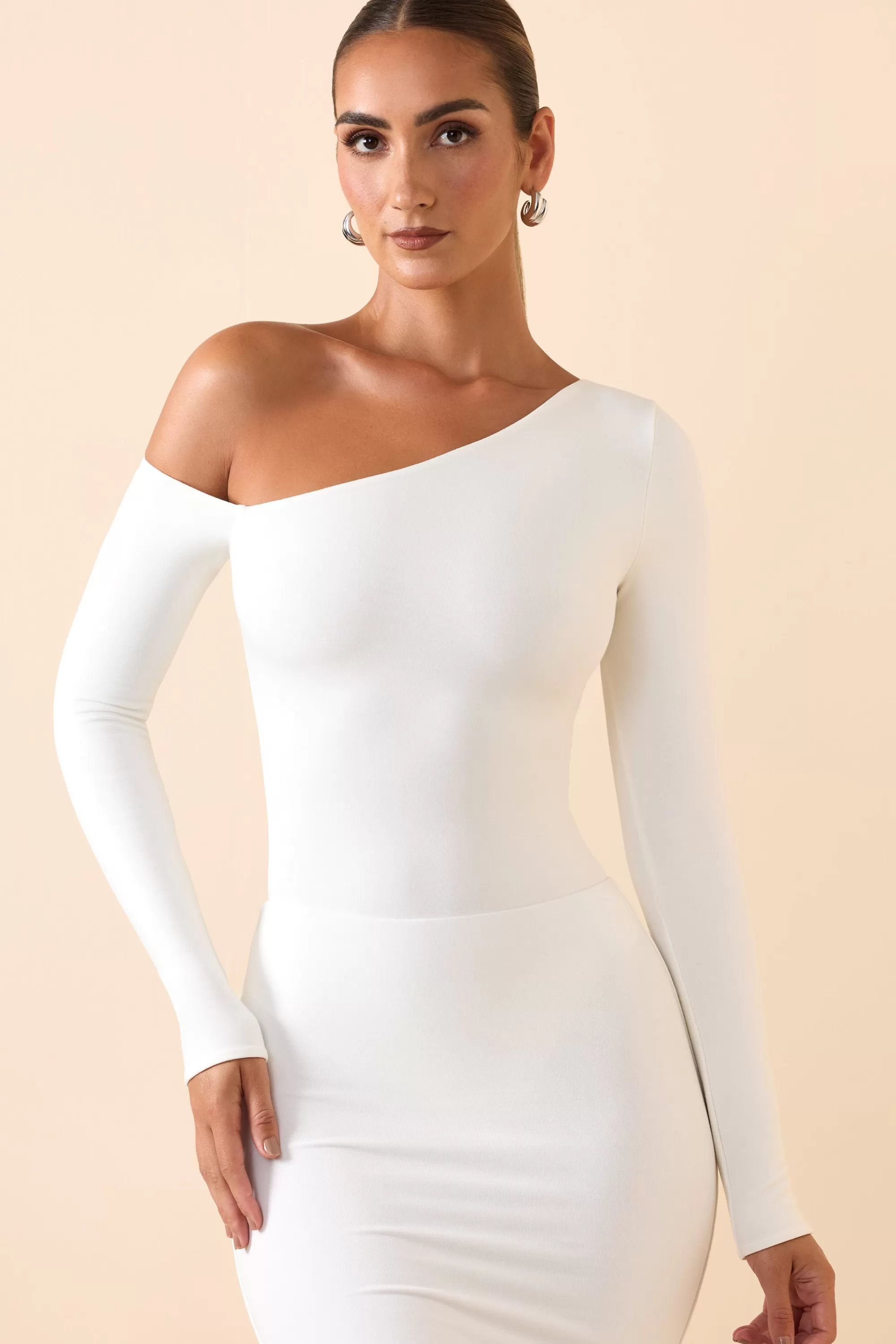 Oh Polly Modal Off-Shoulder Bodysuit In White Online