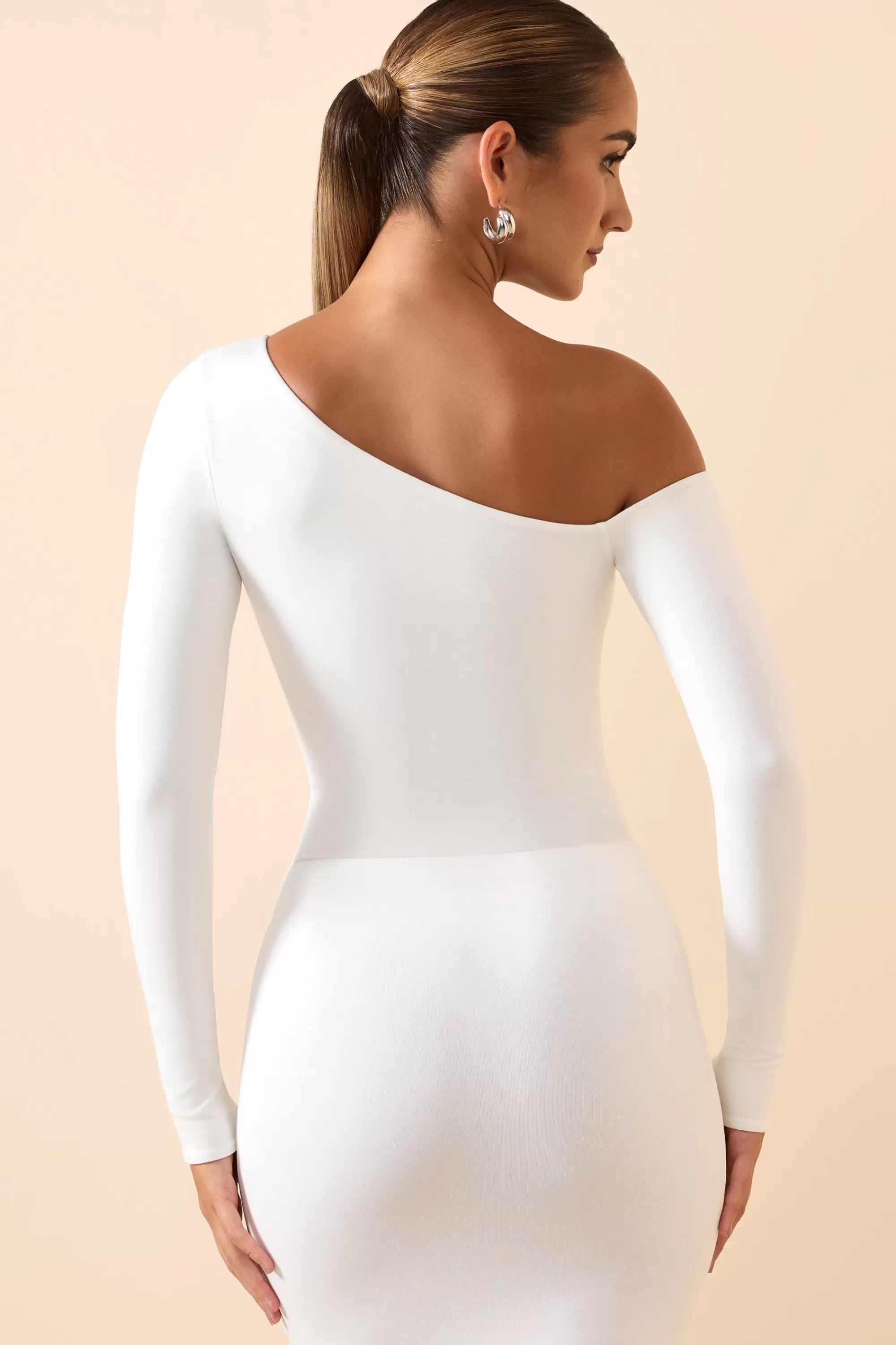 Oh Polly Modal Off-Shoulder Bodysuit In White Online