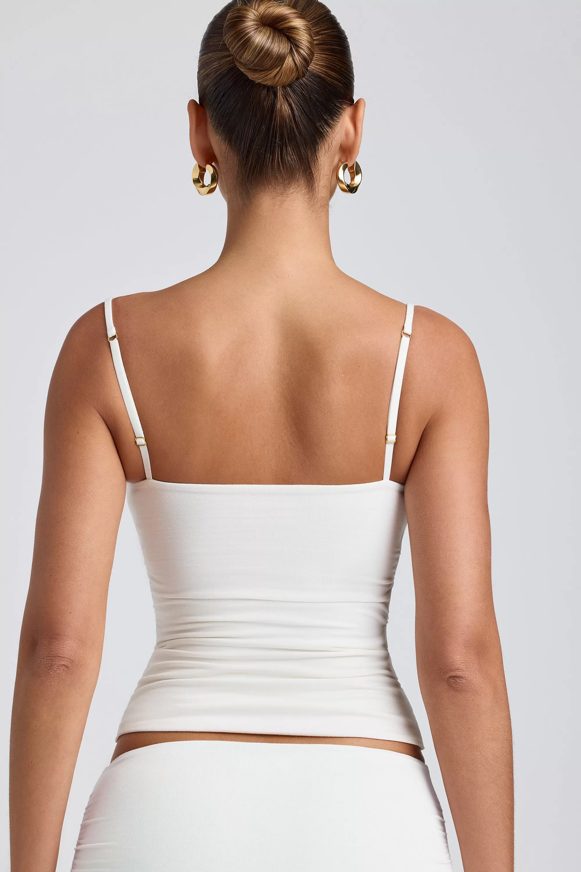 Oh Polly Modal Ruched Layered Tank Top In White Shop