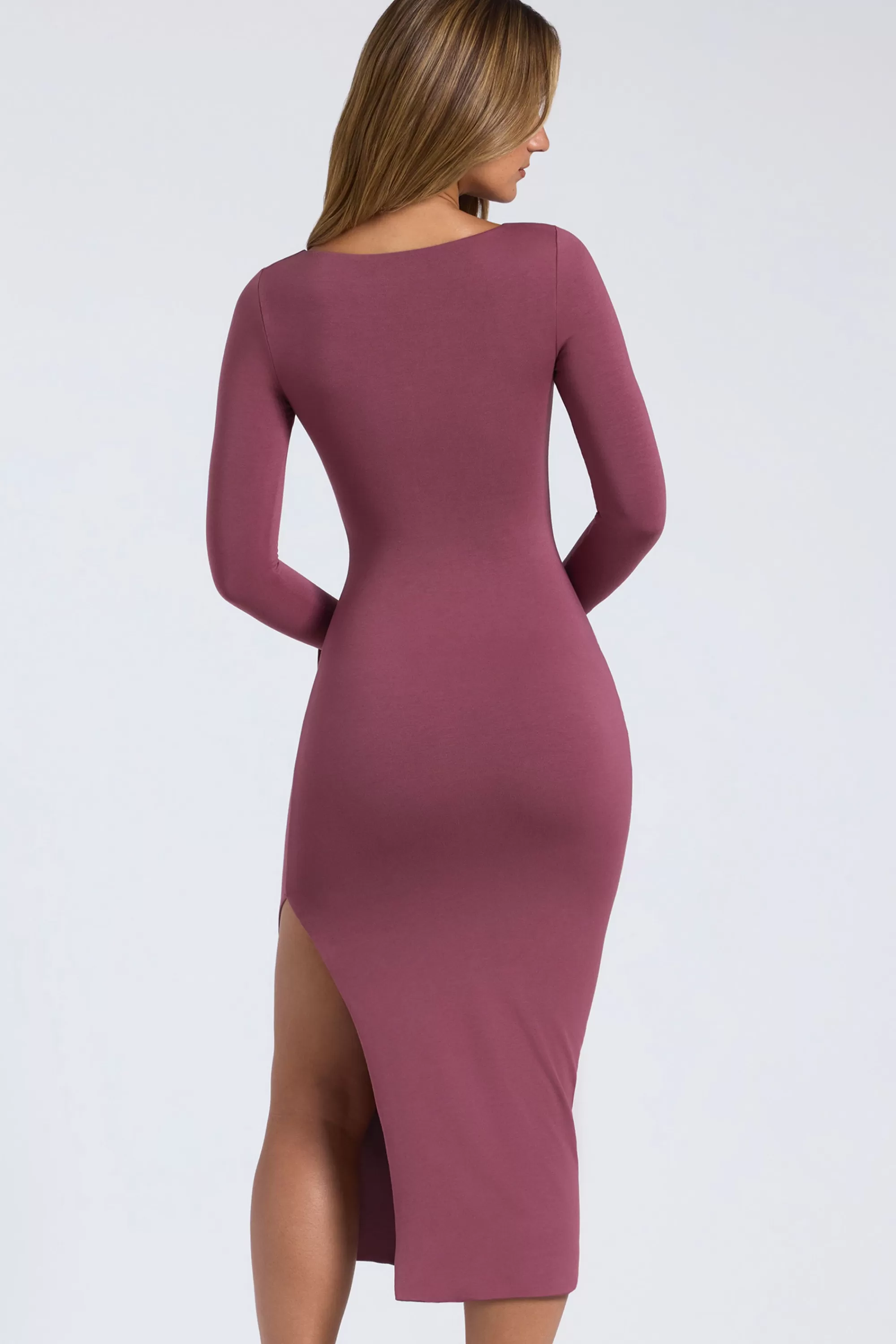 Oh Polly Modal Square-Neck Midaxi Dress In Plum Discount