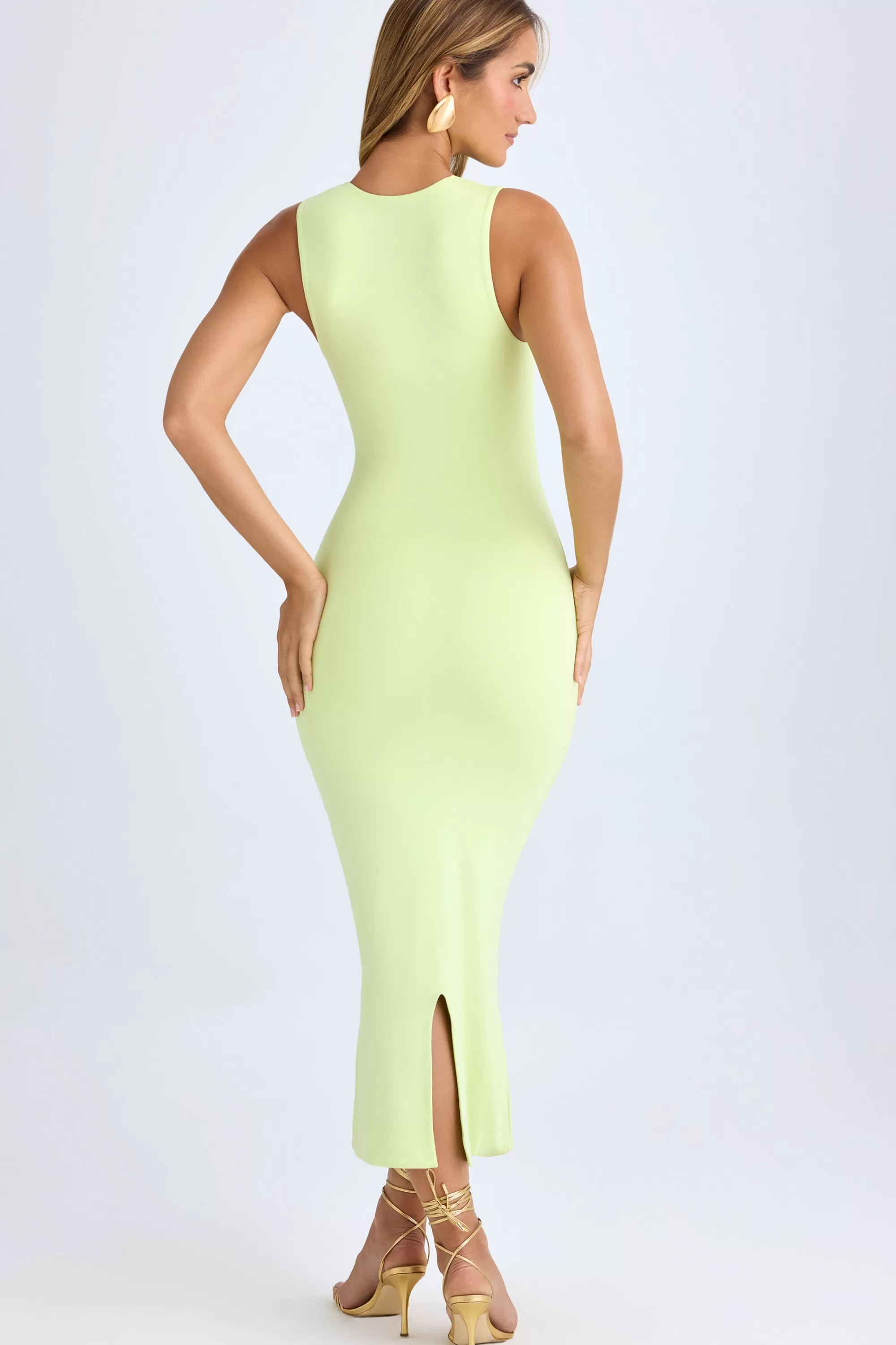 Oh Polly Modal Square-Neck Midi Dress In Matcha Green Fashion