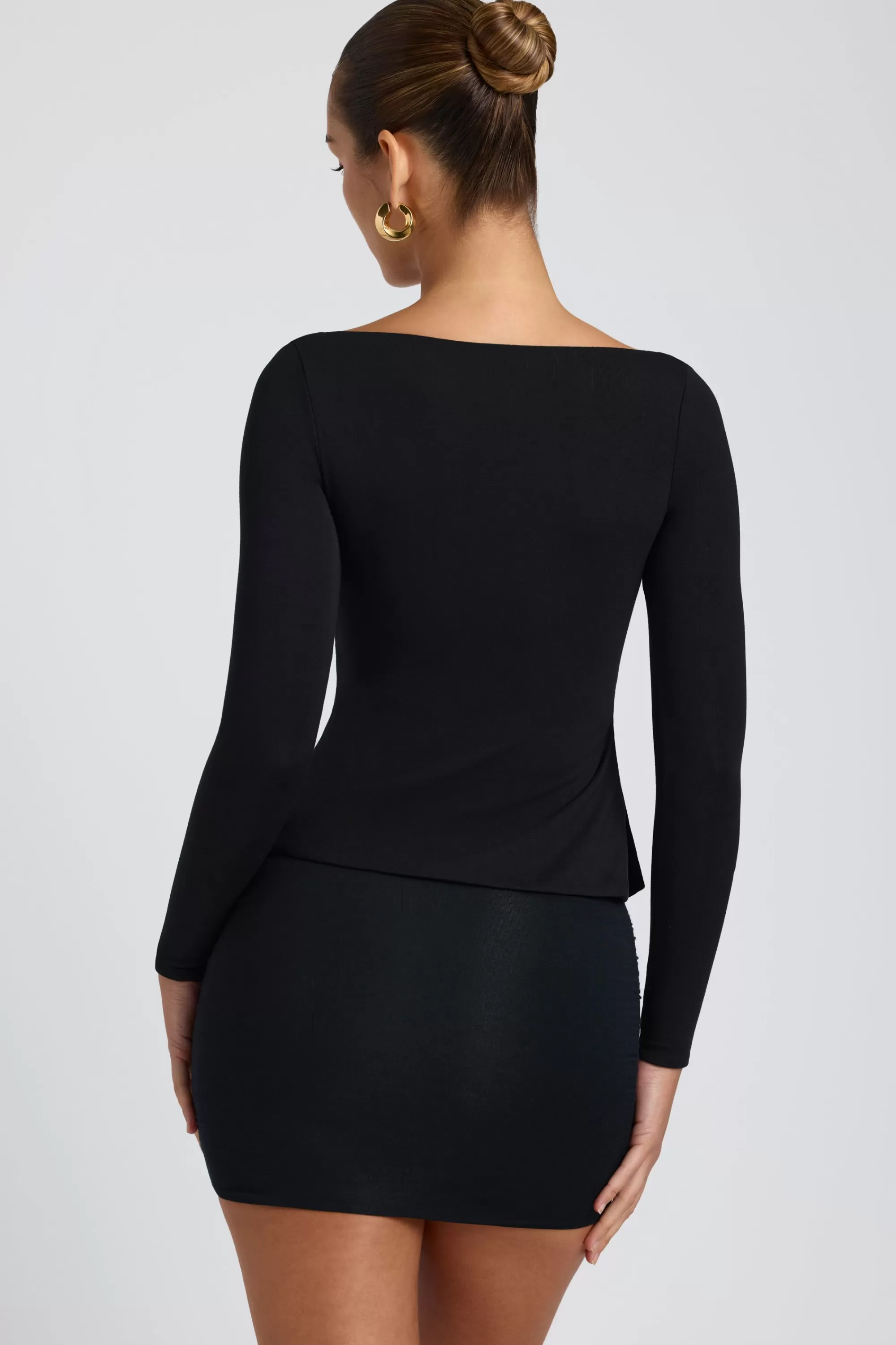 Oh Polly Modal Sweetheart-Neck Top In Black Outlet