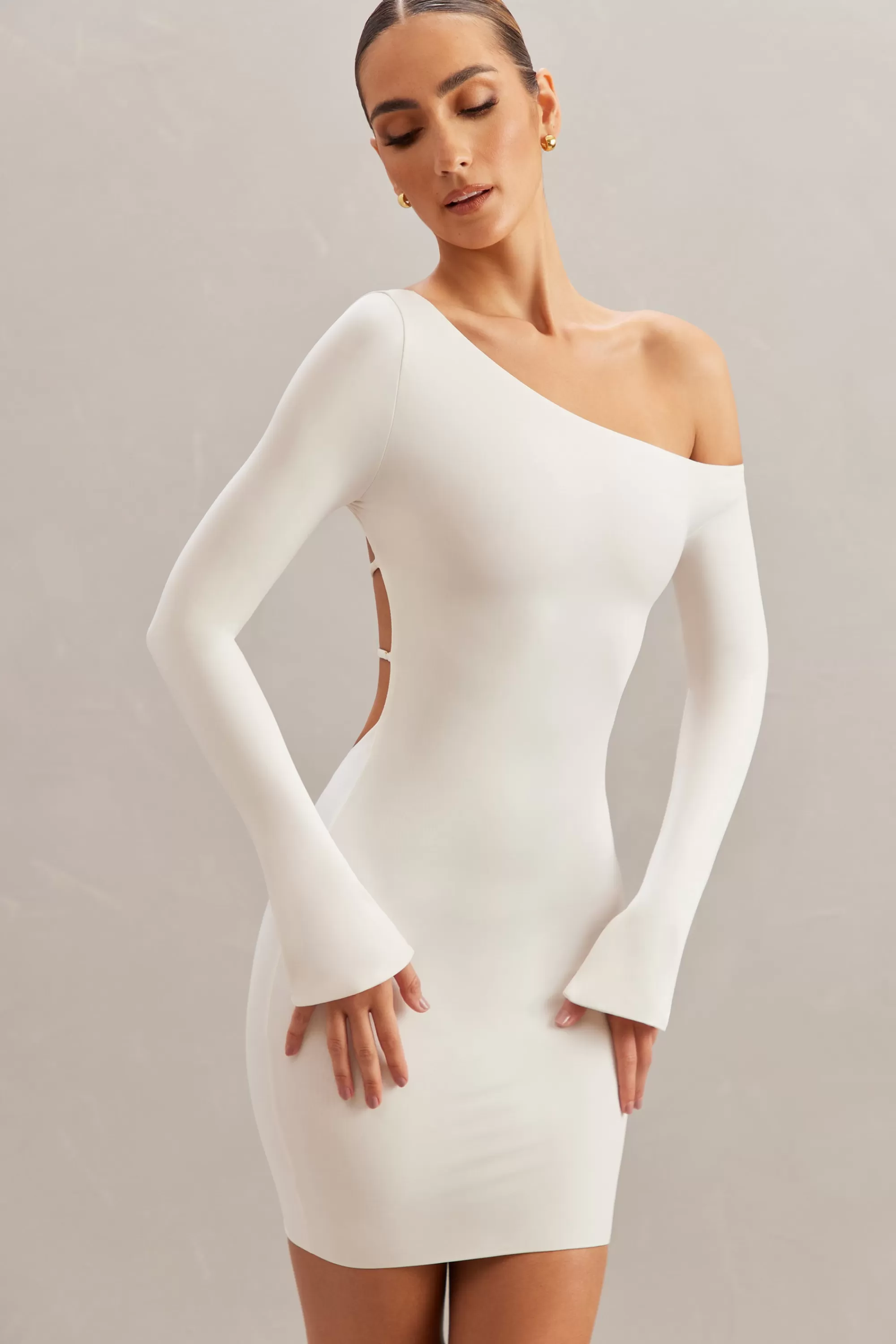 Oh Polly Off The Shoulder Mini Dress In Ivory Cheap