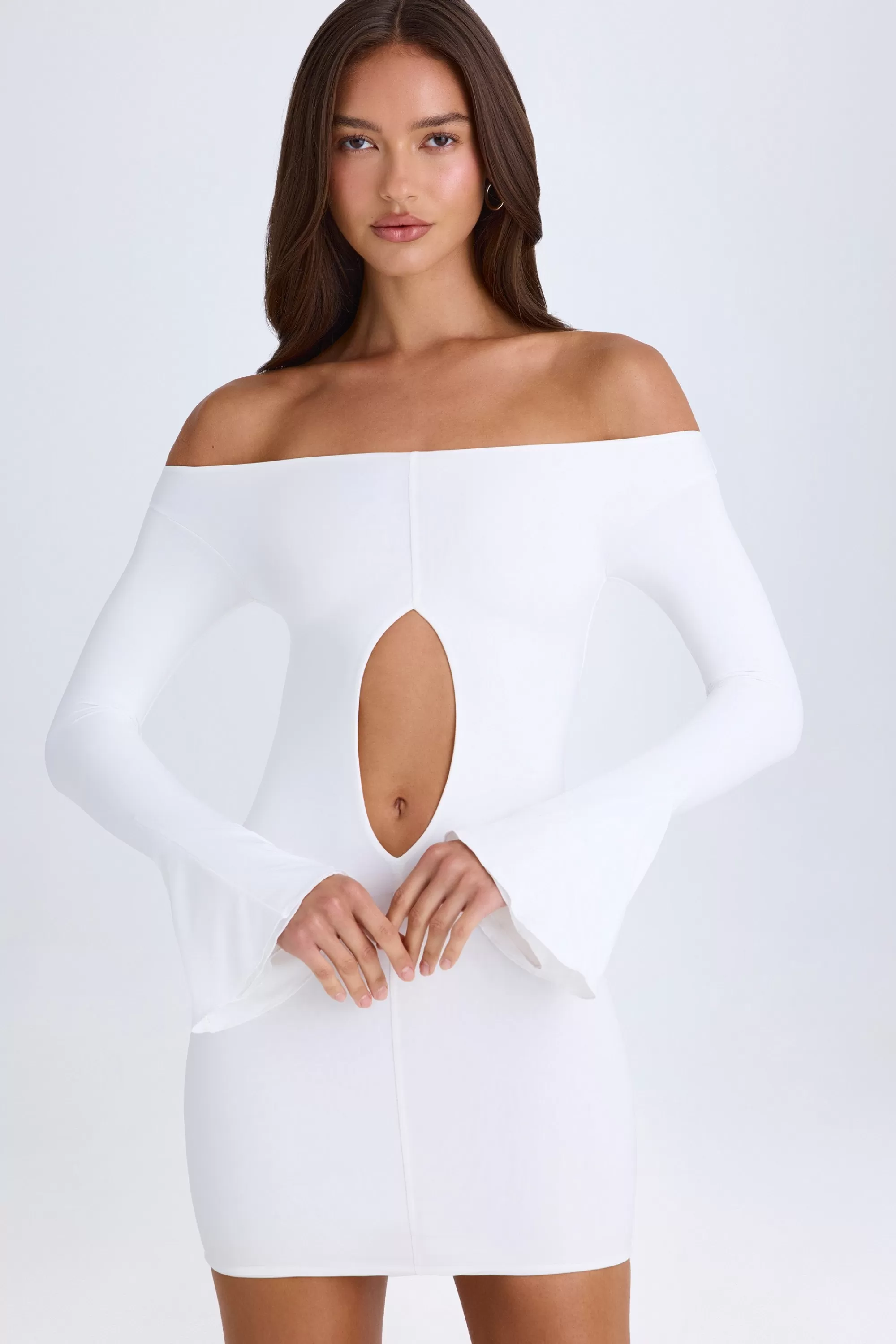 Oh Polly Off-Shoulder Cut-Out Mini Dress In White Fashion