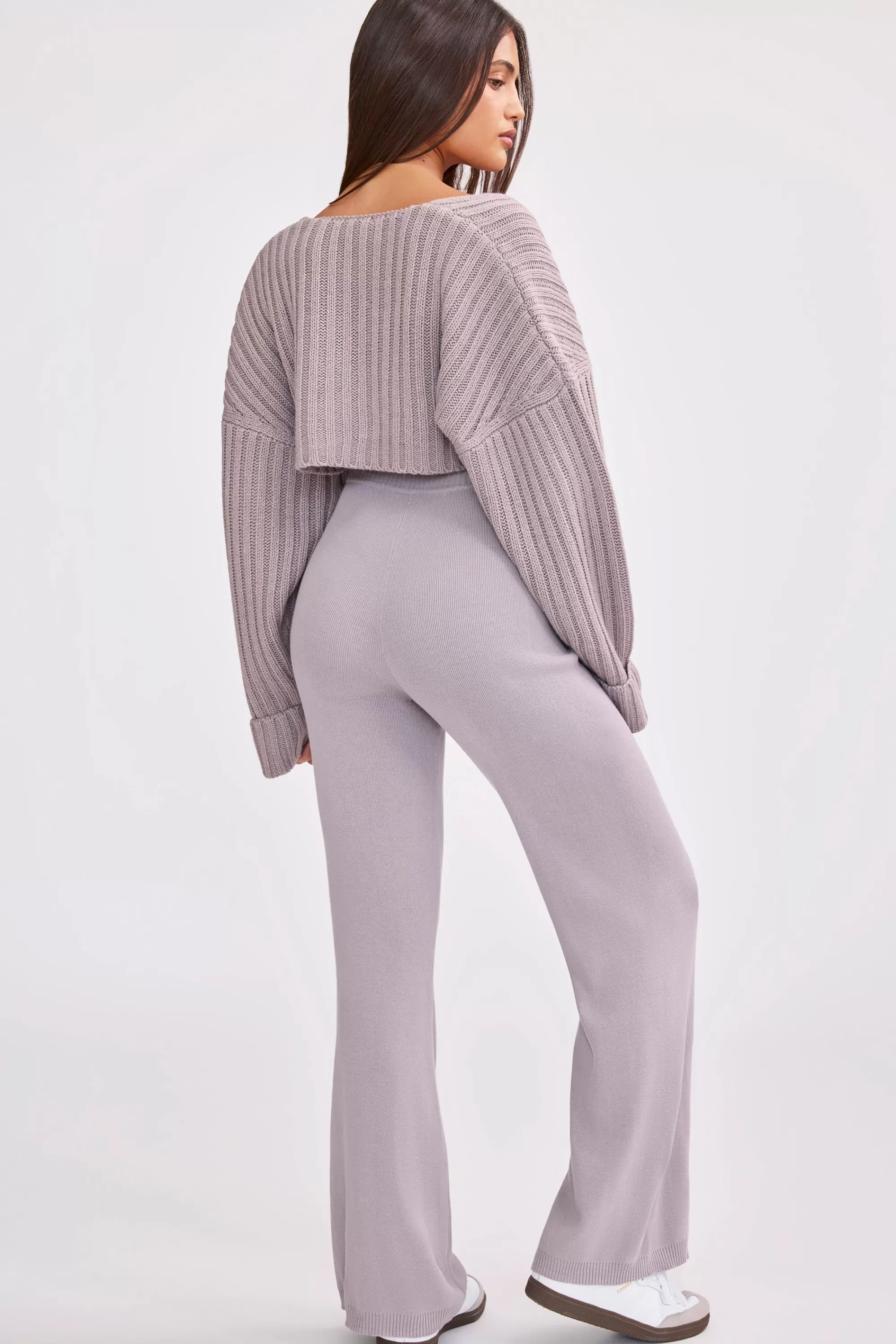 Oh Polly Oversized Chunky Knit Shrug In Dusty Lavender Fashion