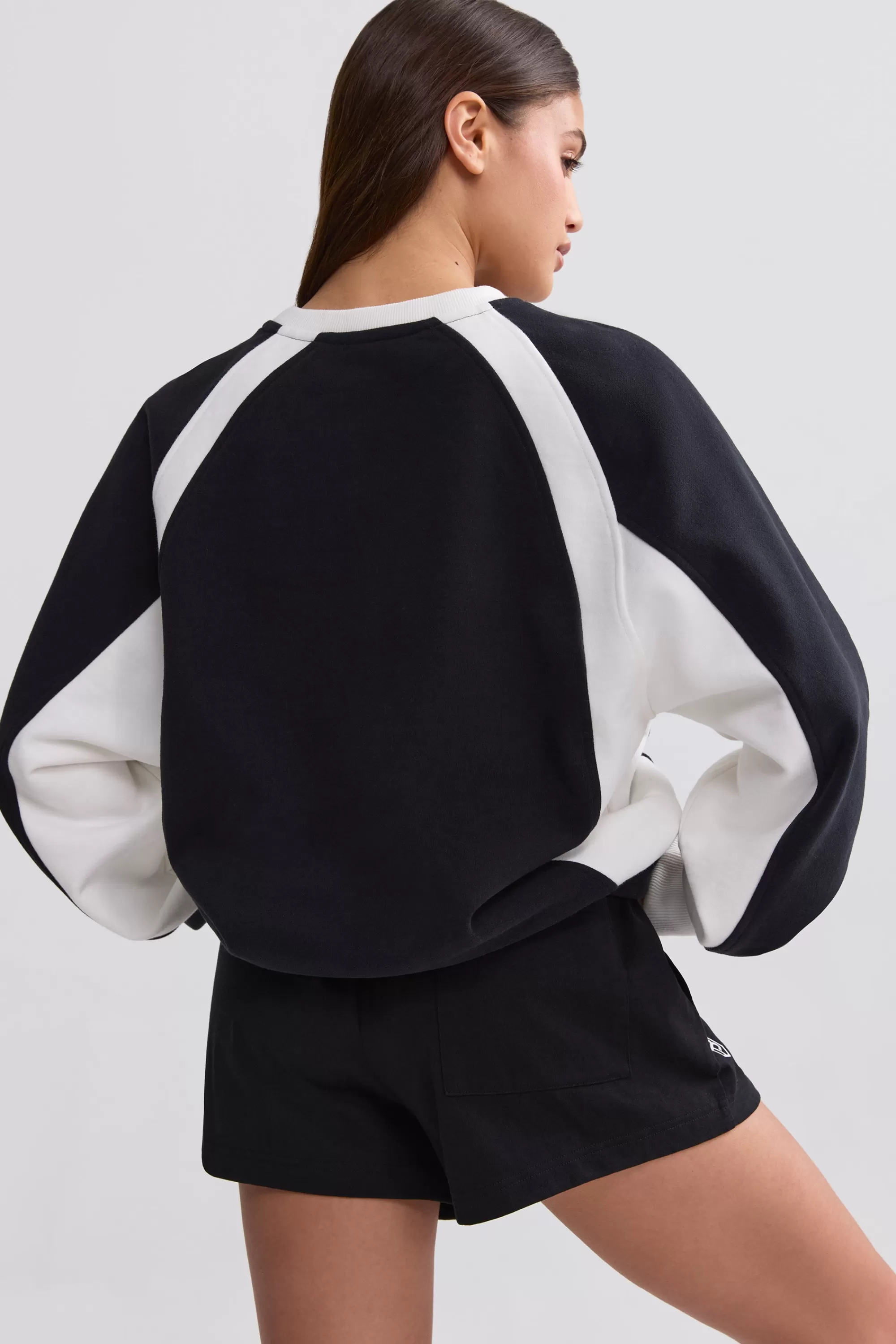 Oh Polly Oversized Colourblock Sweatshirt In Black Shop