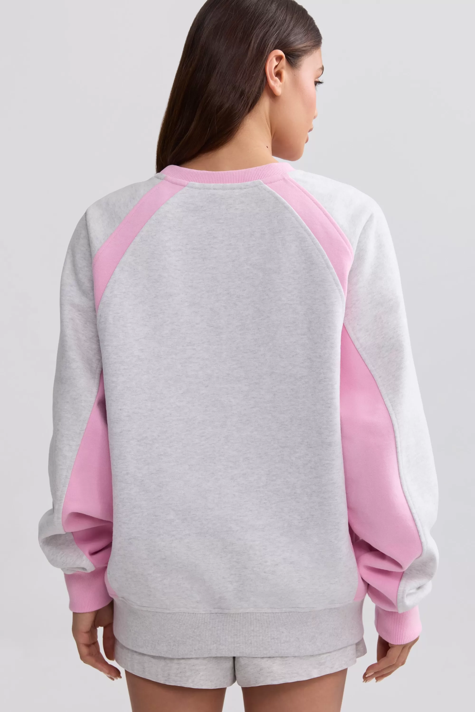 Oh Polly Oversized Colourblock Sweatshirt In Grey Marl Best