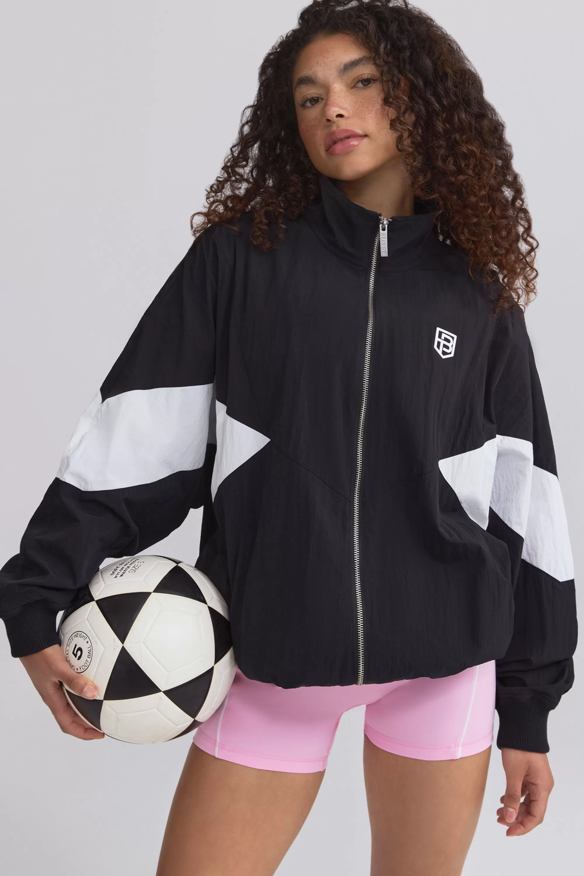 Oh Polly Oversized Colourblock Track Jacket In Black Best