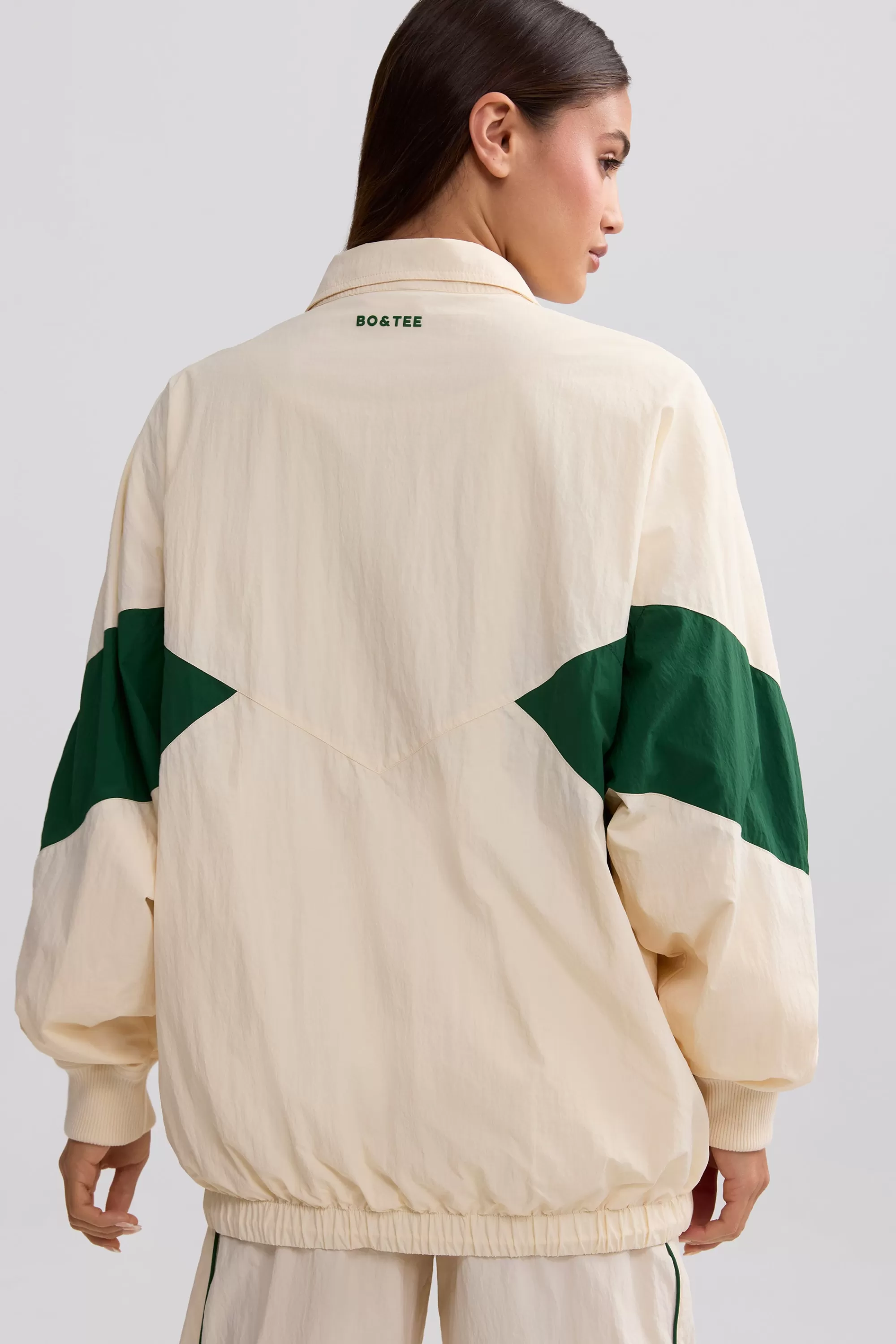 Oh Polly Oversized Colourblock Track Jacket In Marble Store