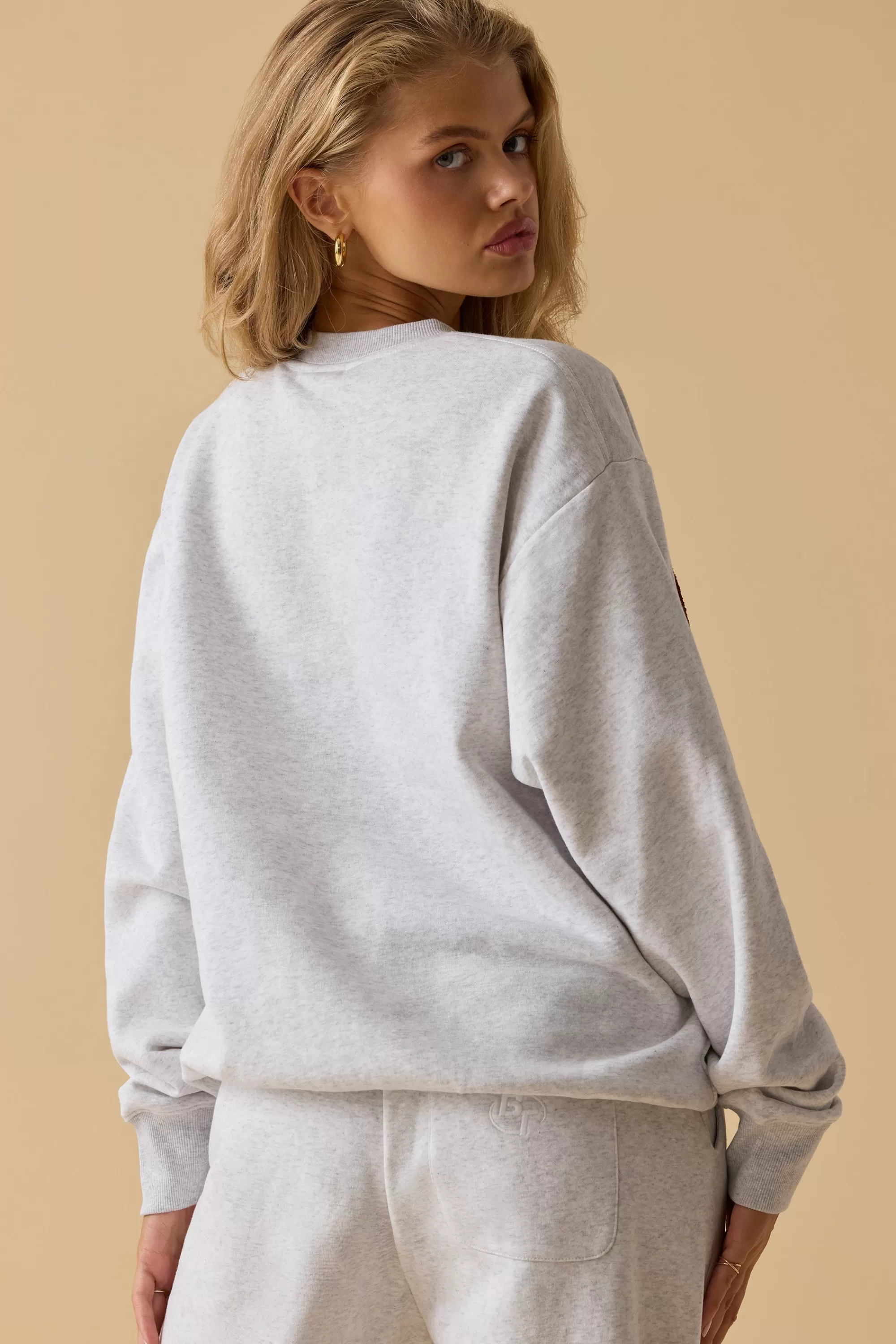 Oh Polly Oversized Crew Neck Sweatshirt In Heather Grey Cheap