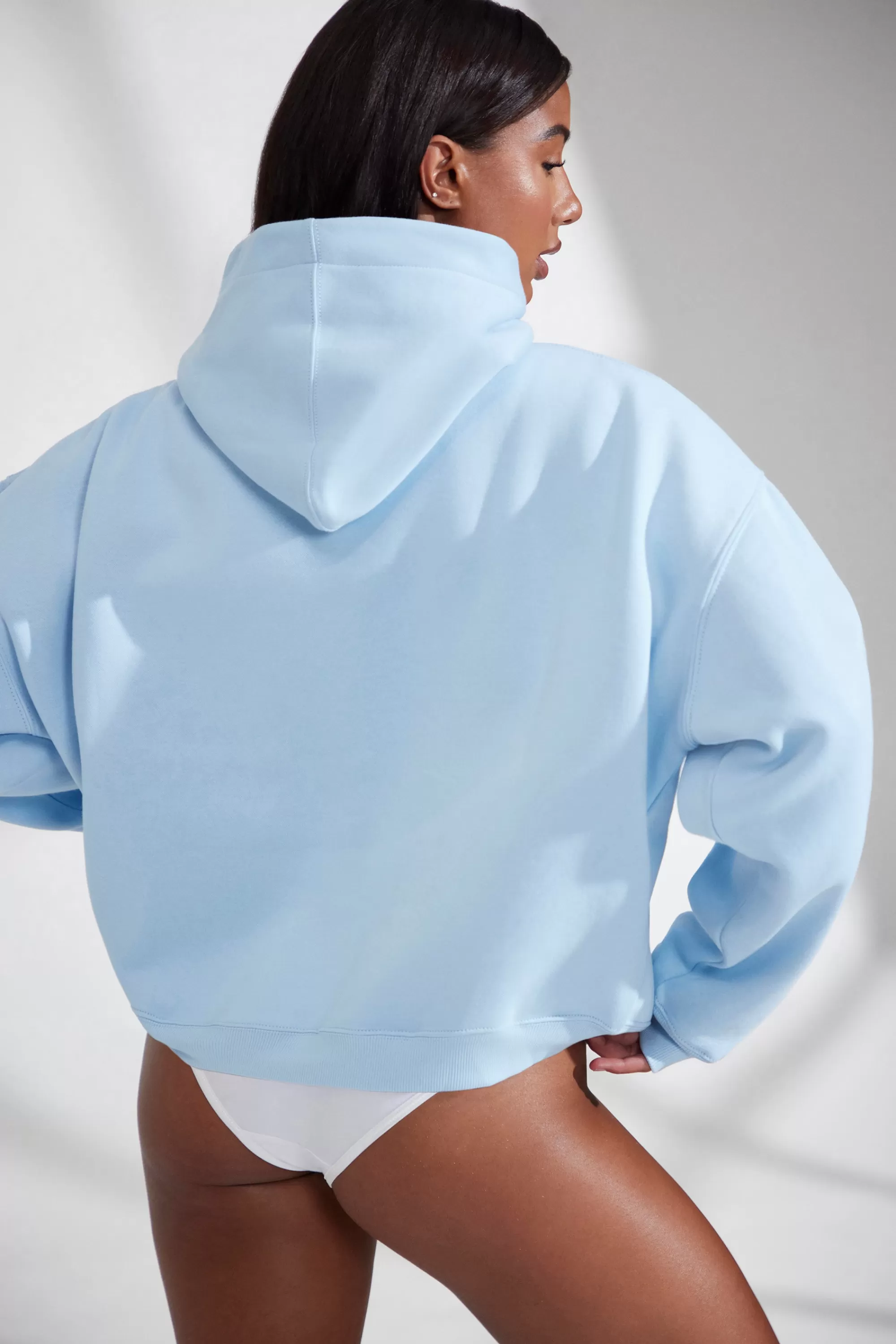 Oh Polly Oversized Hooded Sweatshirt In Baby Blue Sale