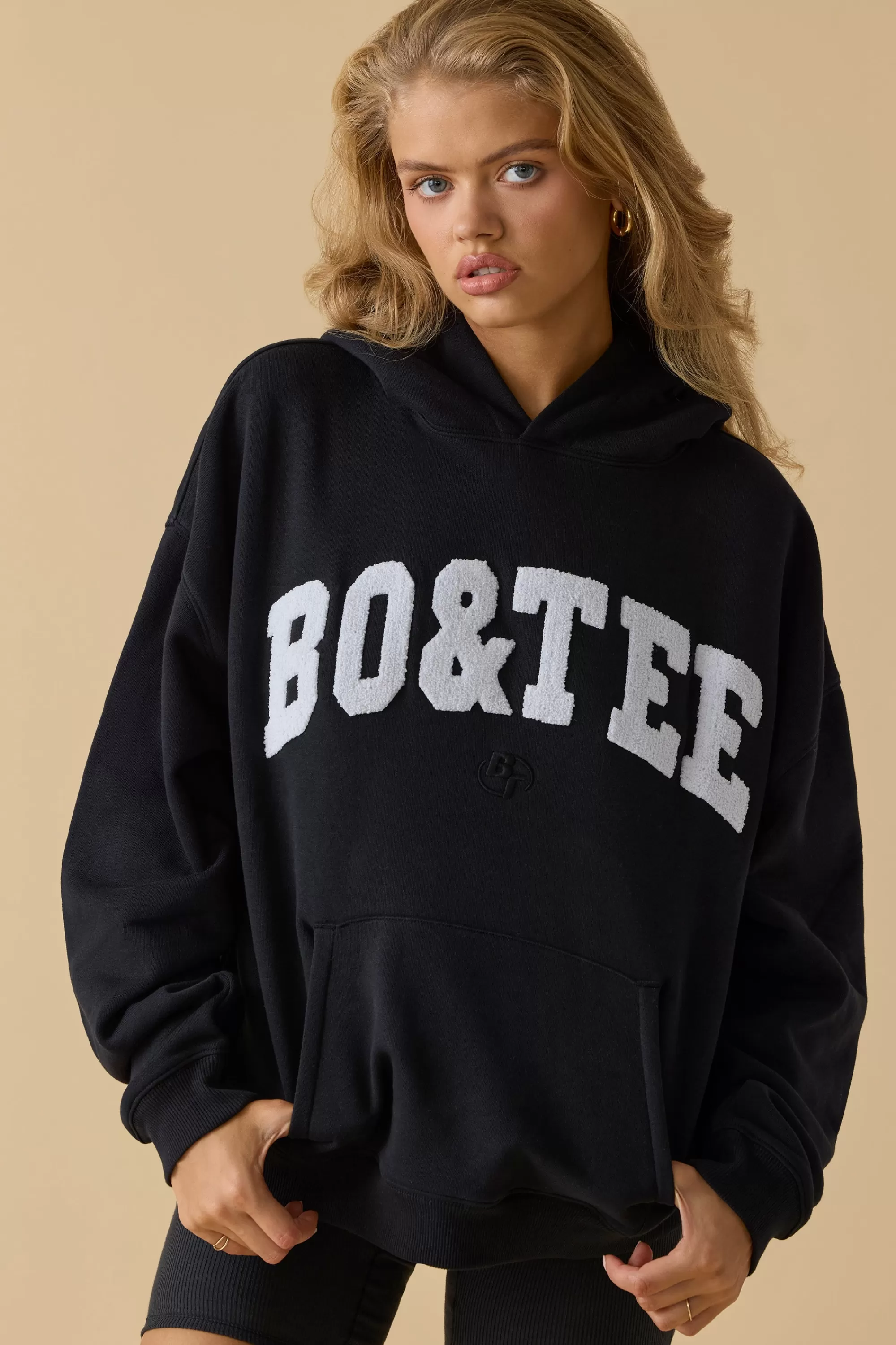 Oh Polly Oversized Hooded Sweatshirt In Black Best Sale