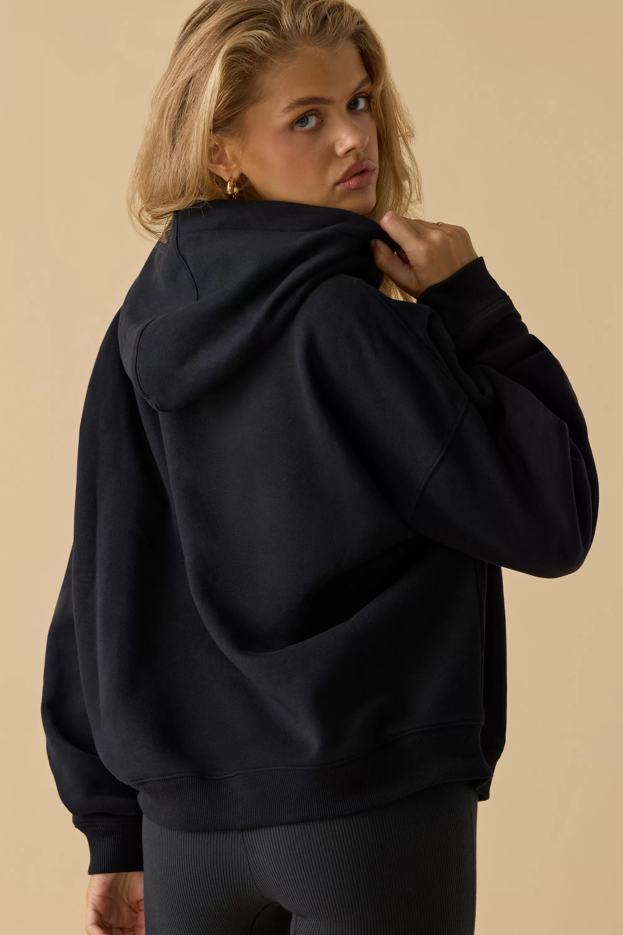 Oh Polly Oversized Hooded Sweatshirt In Black Best Sale