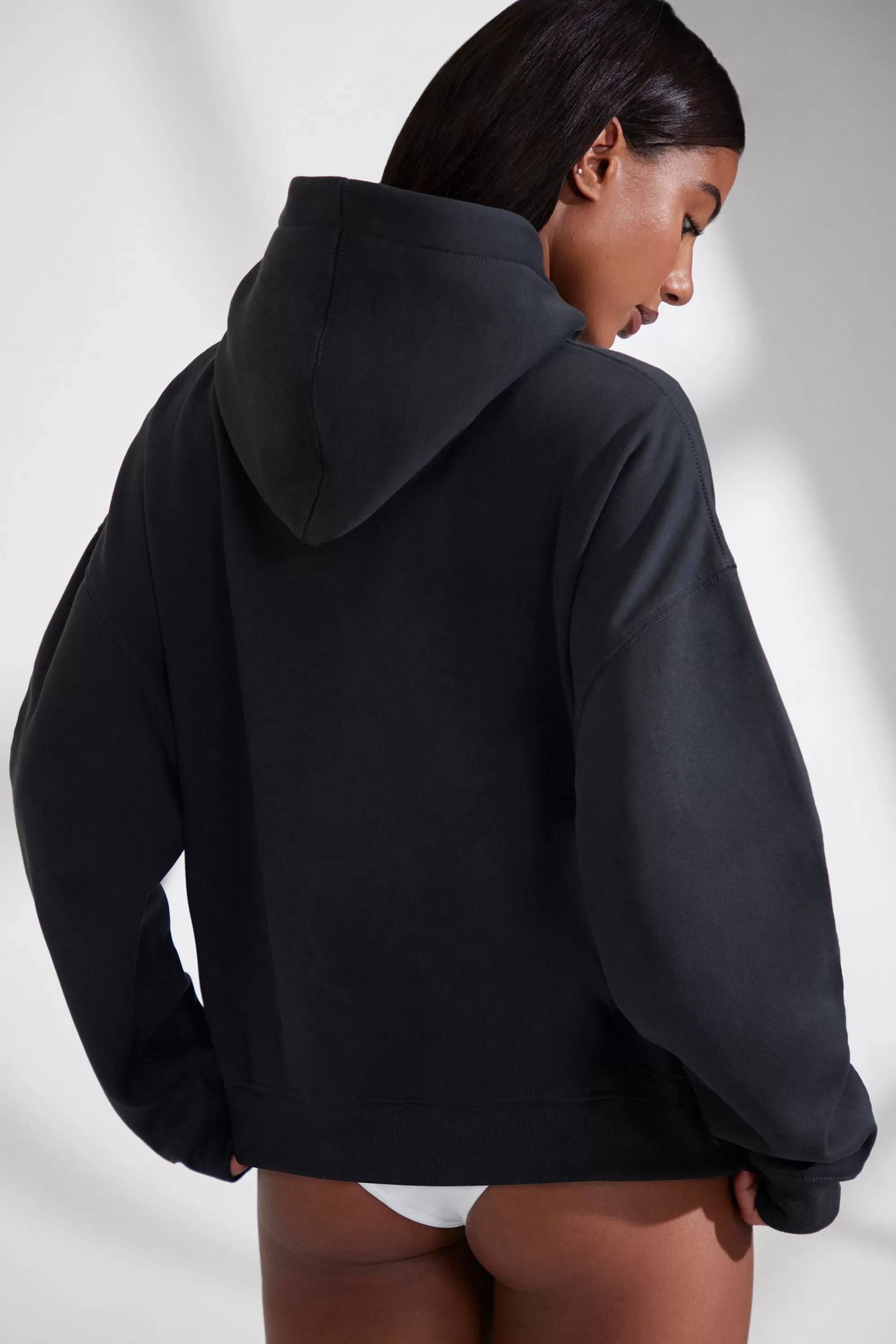 Oh Polly Oversized Hooded Sweatshirt In Black Best