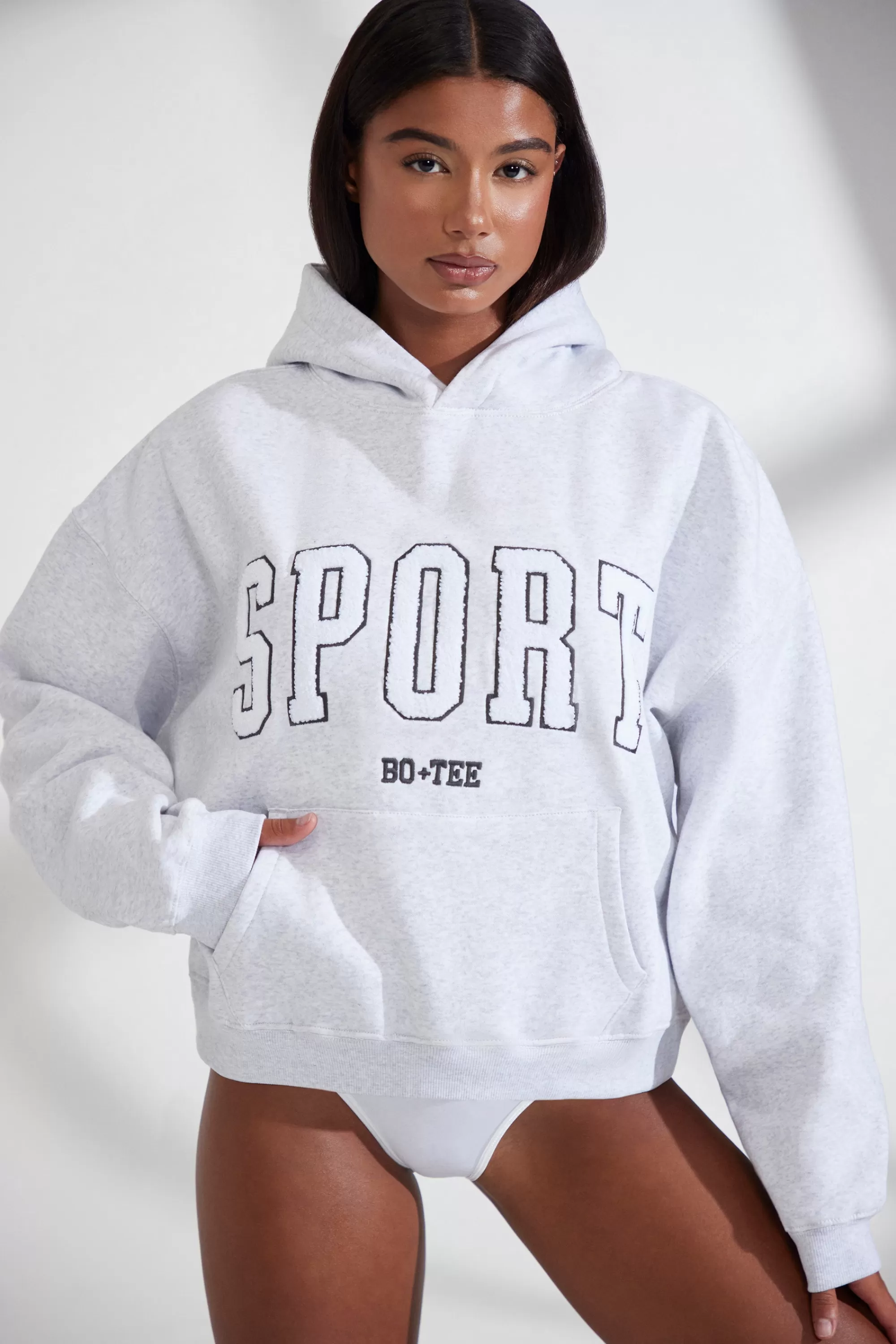 Oh Polly Oversized Hooded Sweatshirt In Heather Grey Best Sale