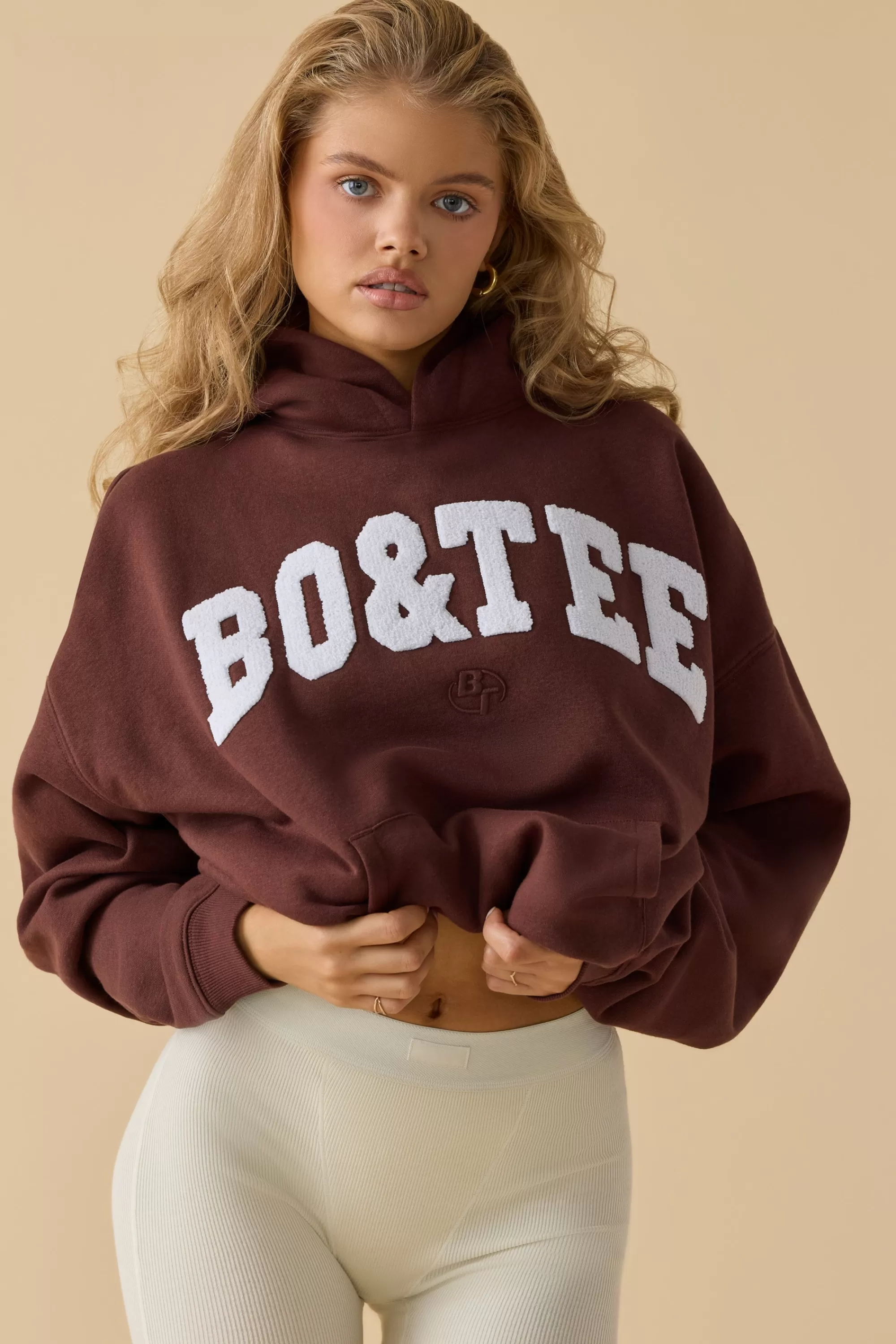 Oh Polly Oversized Hooded Sweatshirt In Mahogany Cheap