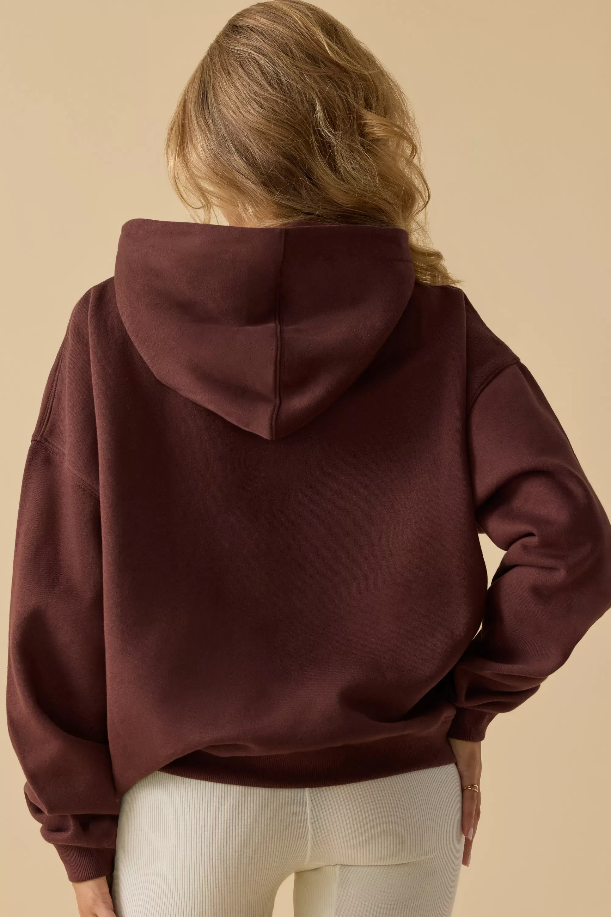 Oh Polly Oversized Hooded Sweatshirt In Mahogany Cheap