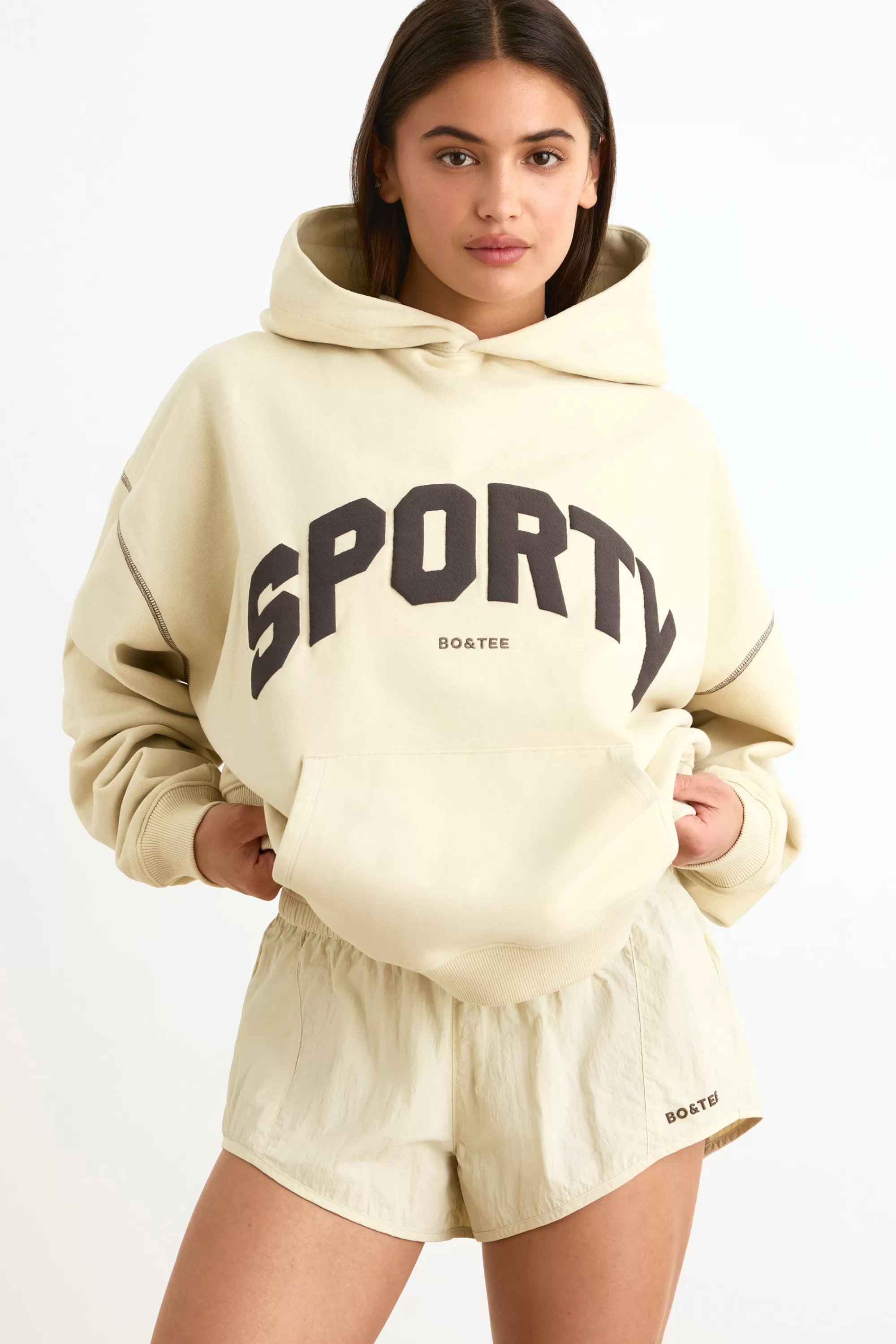 Oh Polly Oversized Hoodie In Bone Clearance