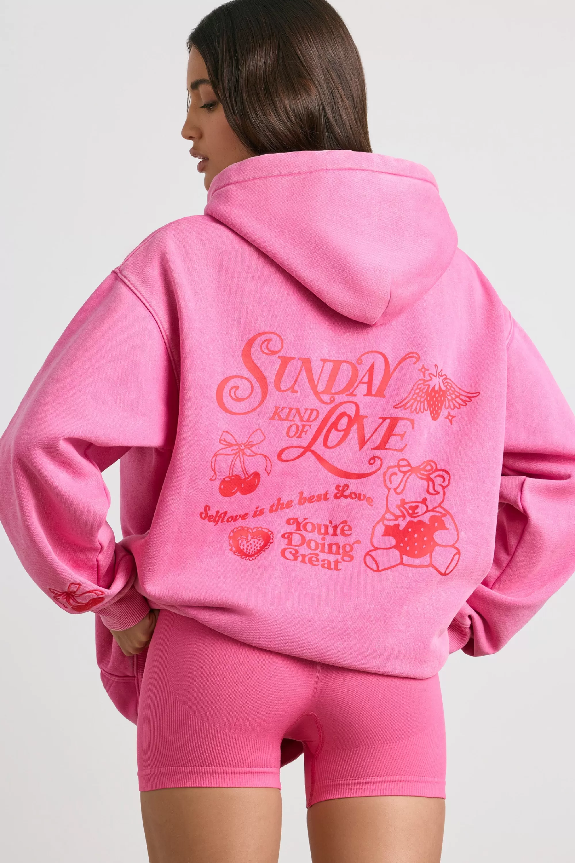 Oh Polly Oversized Hoodie In Hot Pink Cheap