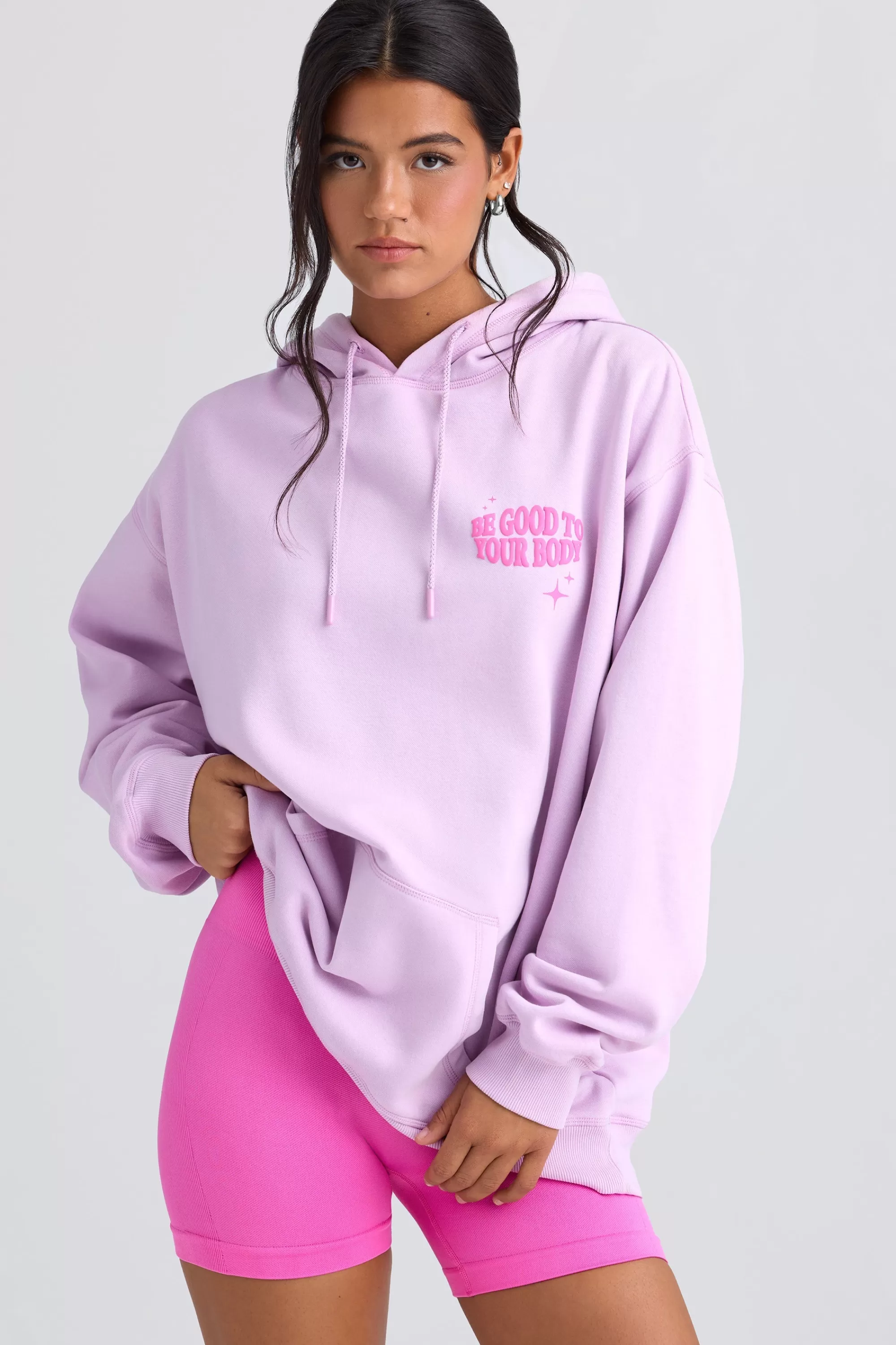 Oh Polly Oversized Hoodie In Violet Pink Store