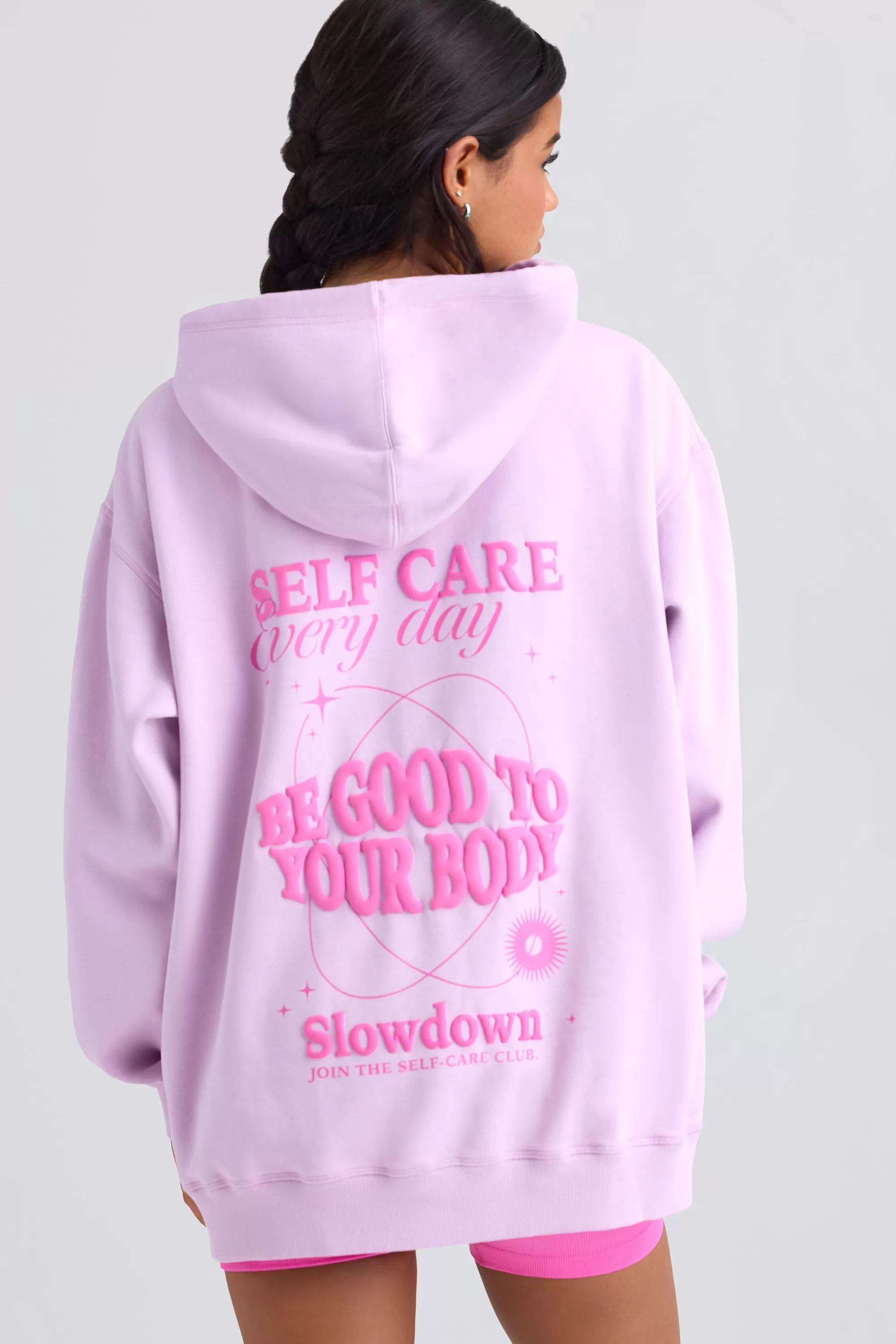 Oh Polly Oversized Hoodie In Violet Pink Store