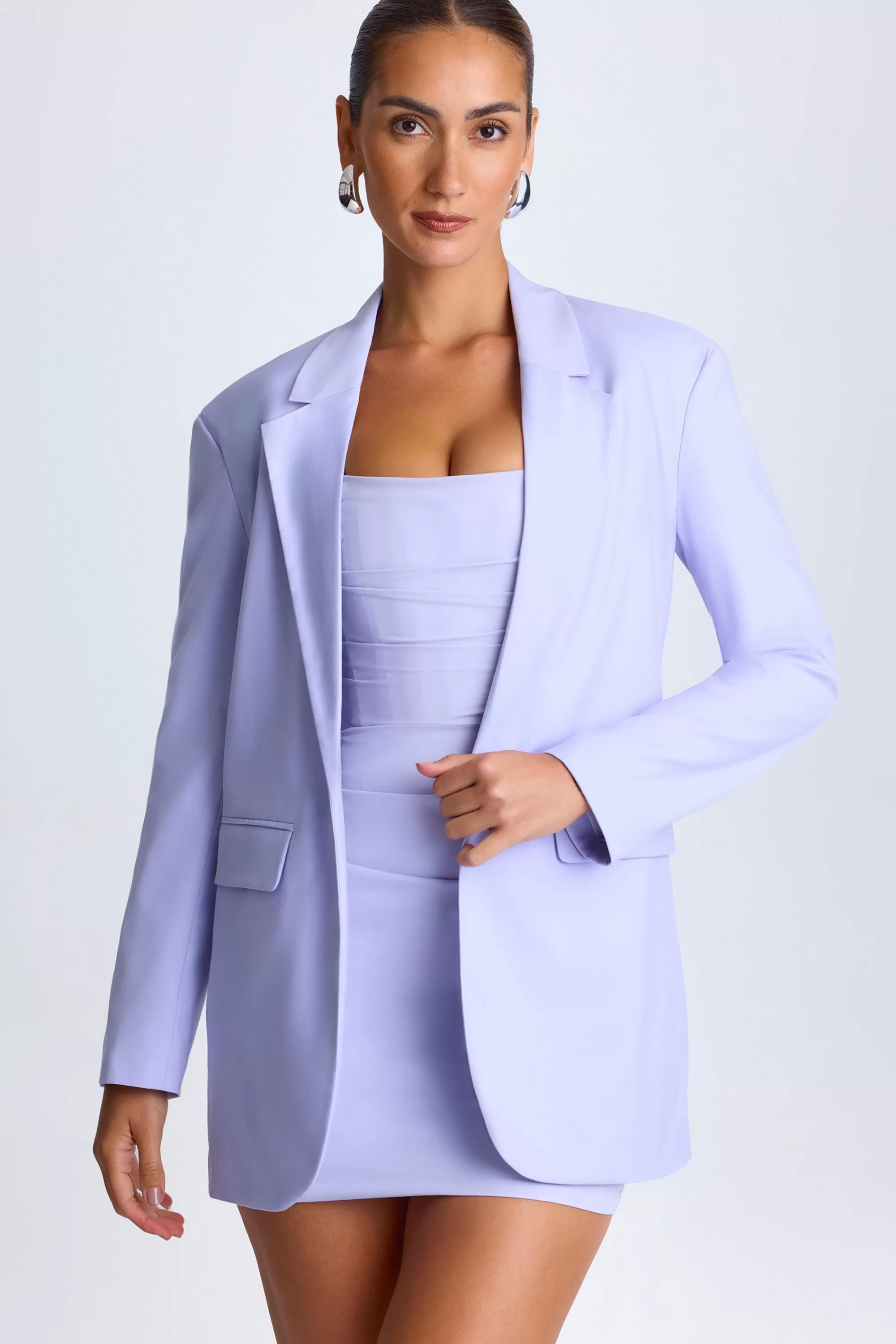 Oh Polly Oversized Single-Breasted Blazer In Soft Lilac Fashion