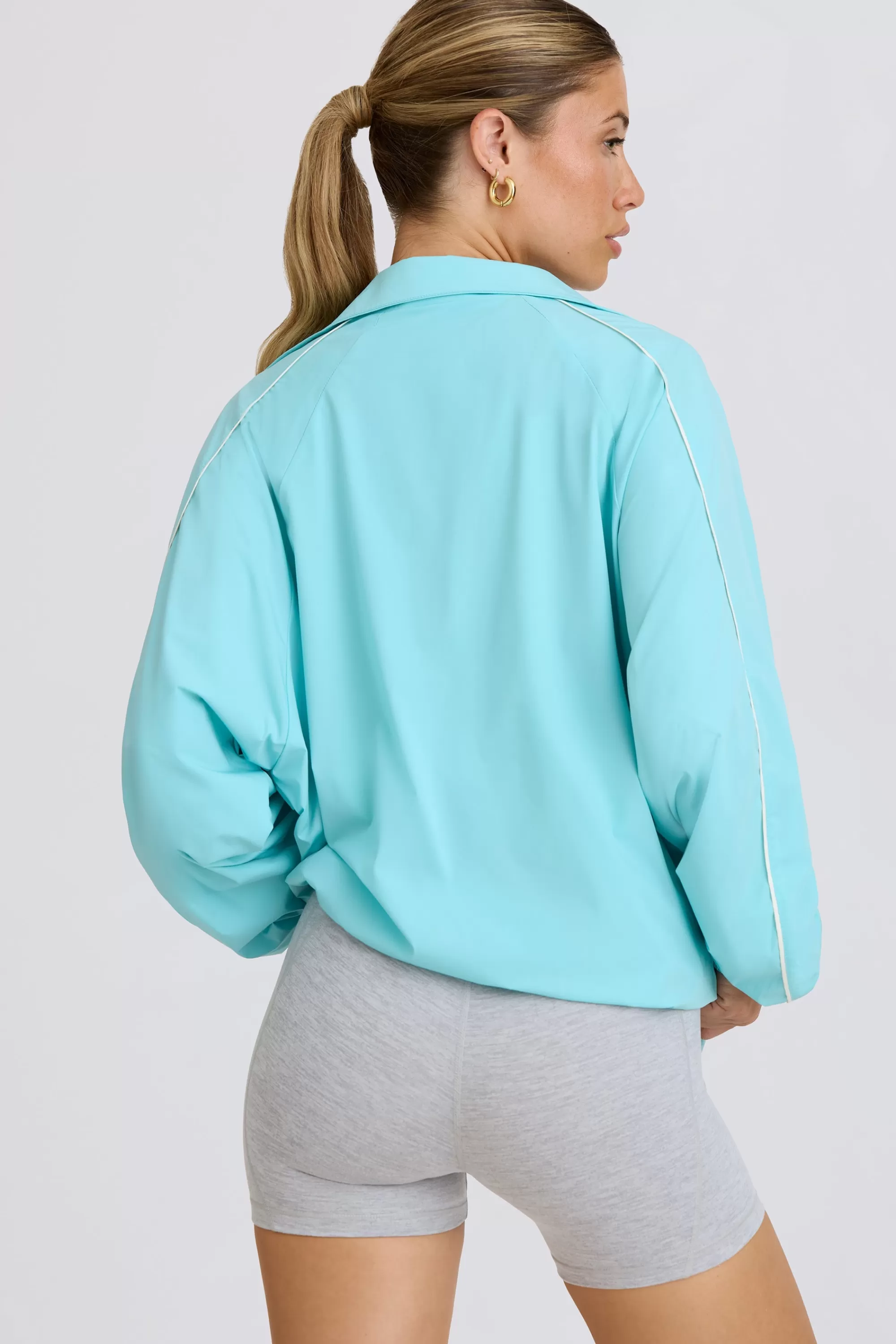 Oh Polly Oversized Track Jacket In Aqua New