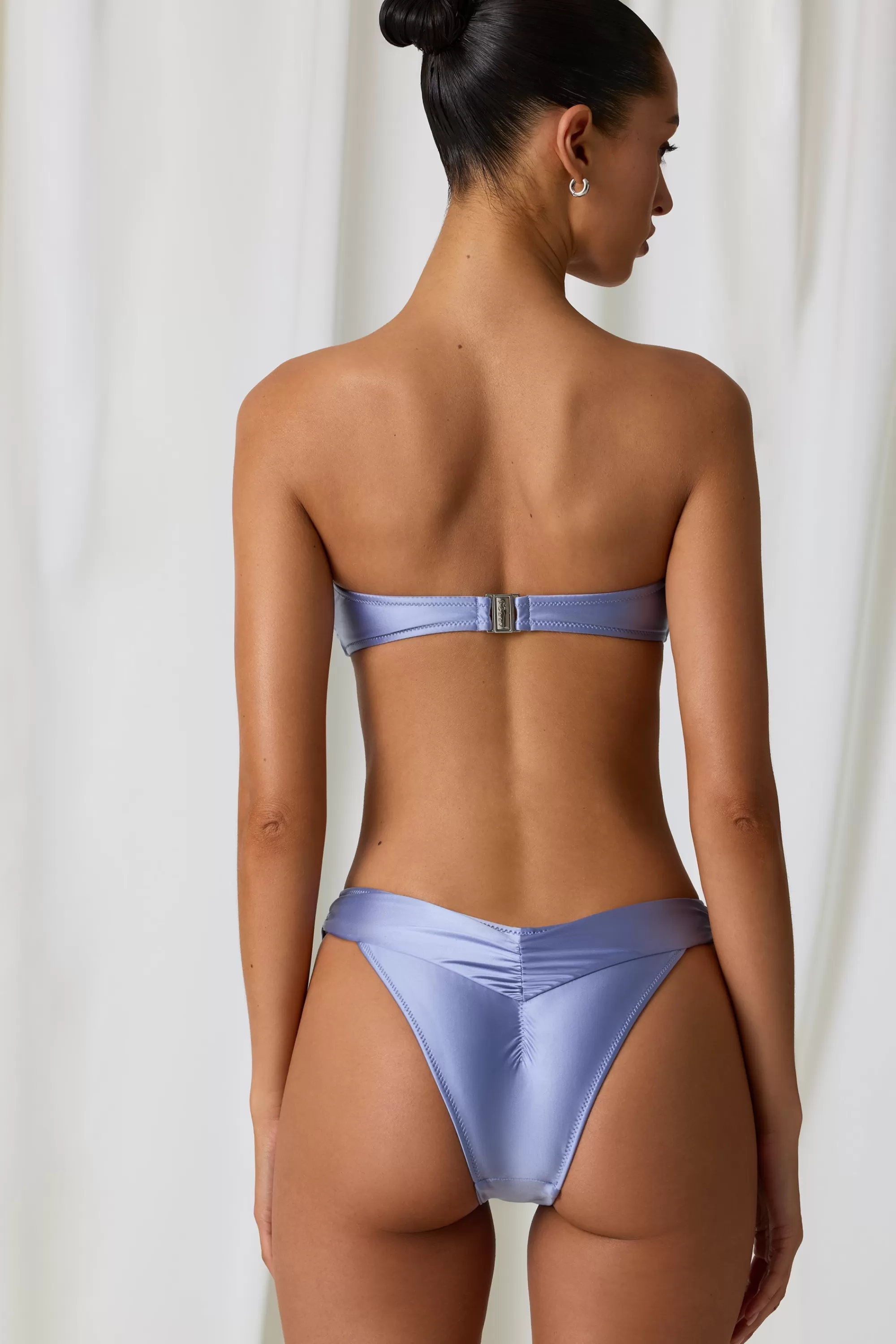 Oh Polly Pearl-Detail Bandeau Bikini Top In Lavender Purple Sale