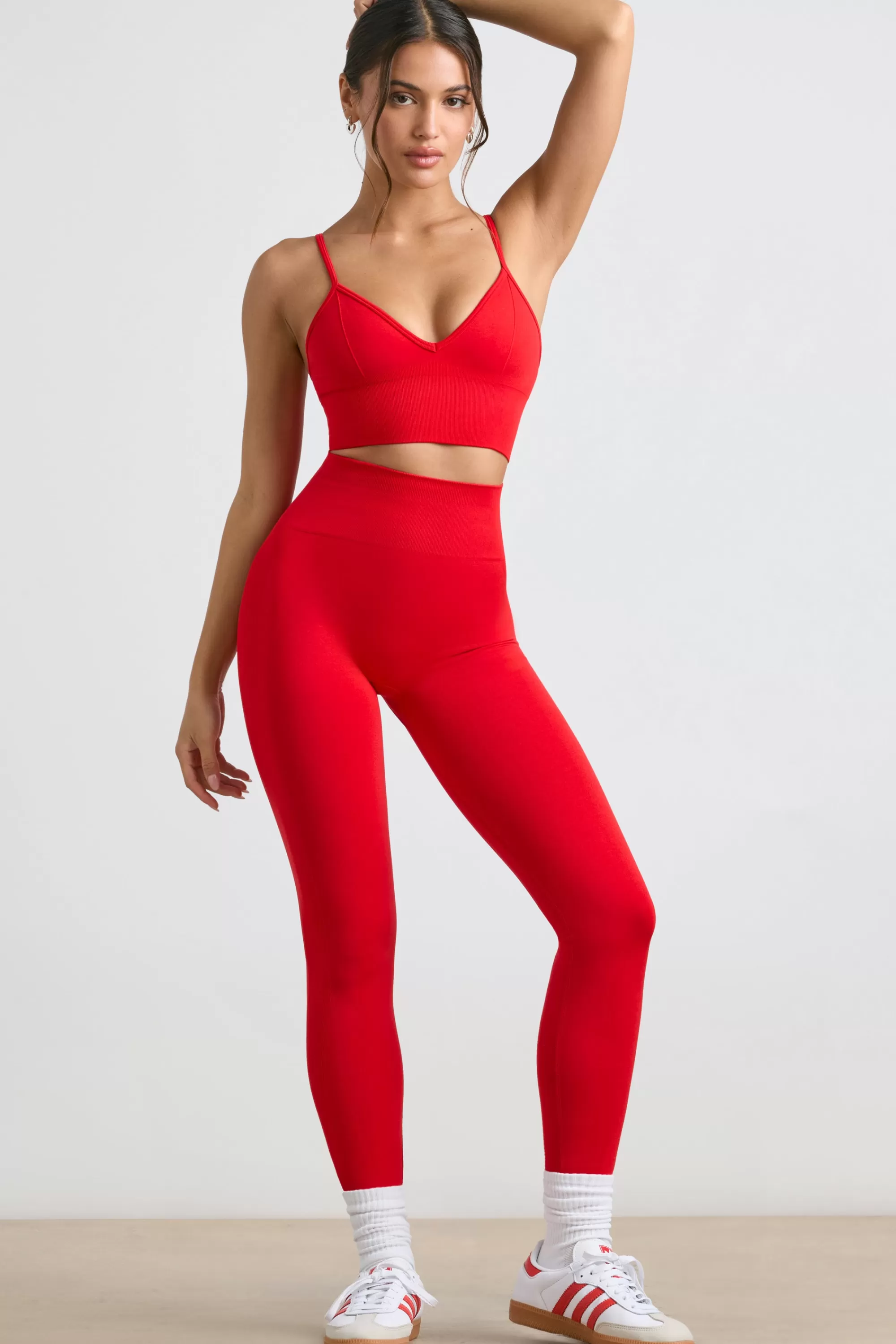 Oh Polly Petite High-Waist Define Luxe Leggings In Red Hot