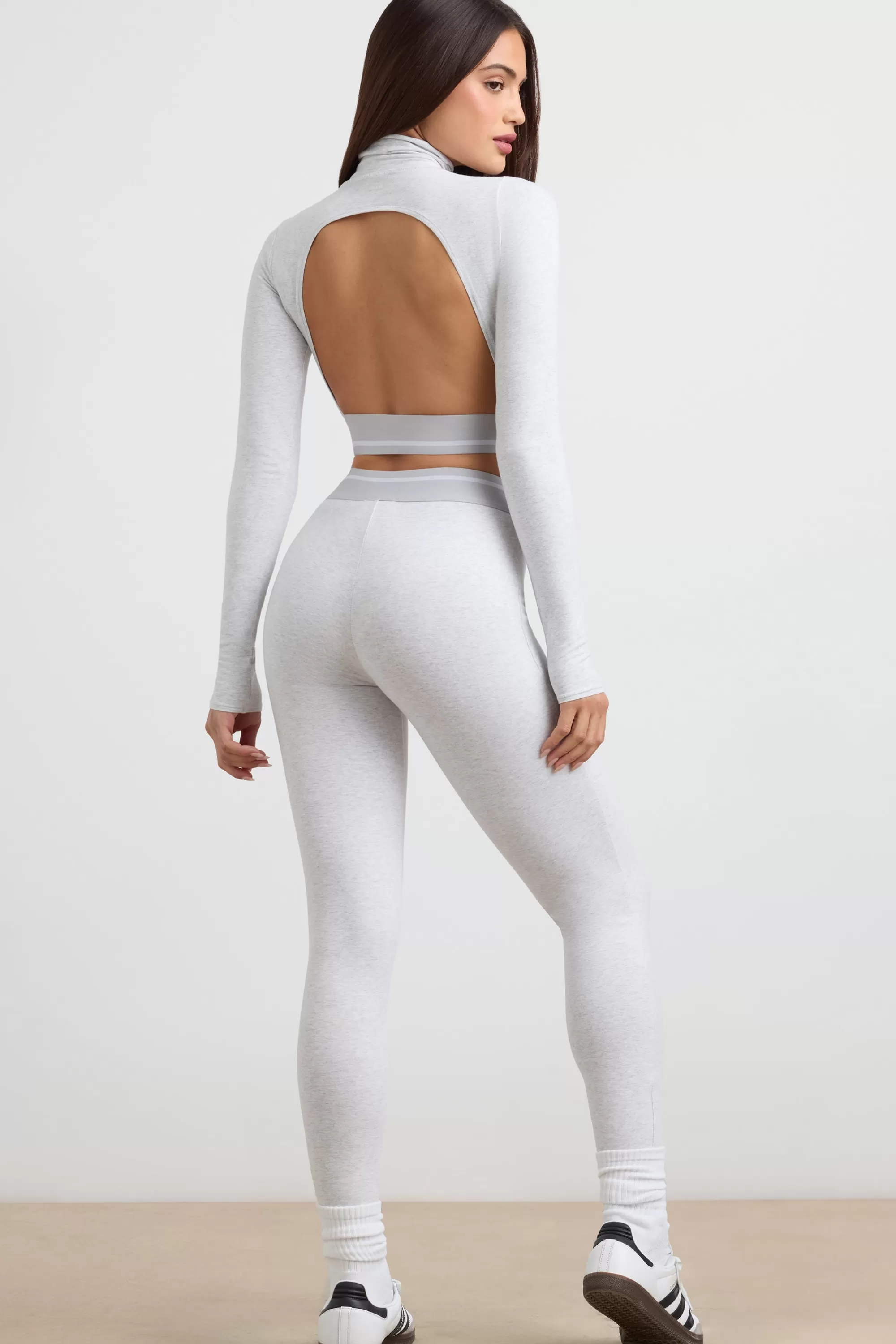 Oh Polly Petite High-Waist Leggings In Grey Marl Best Sale