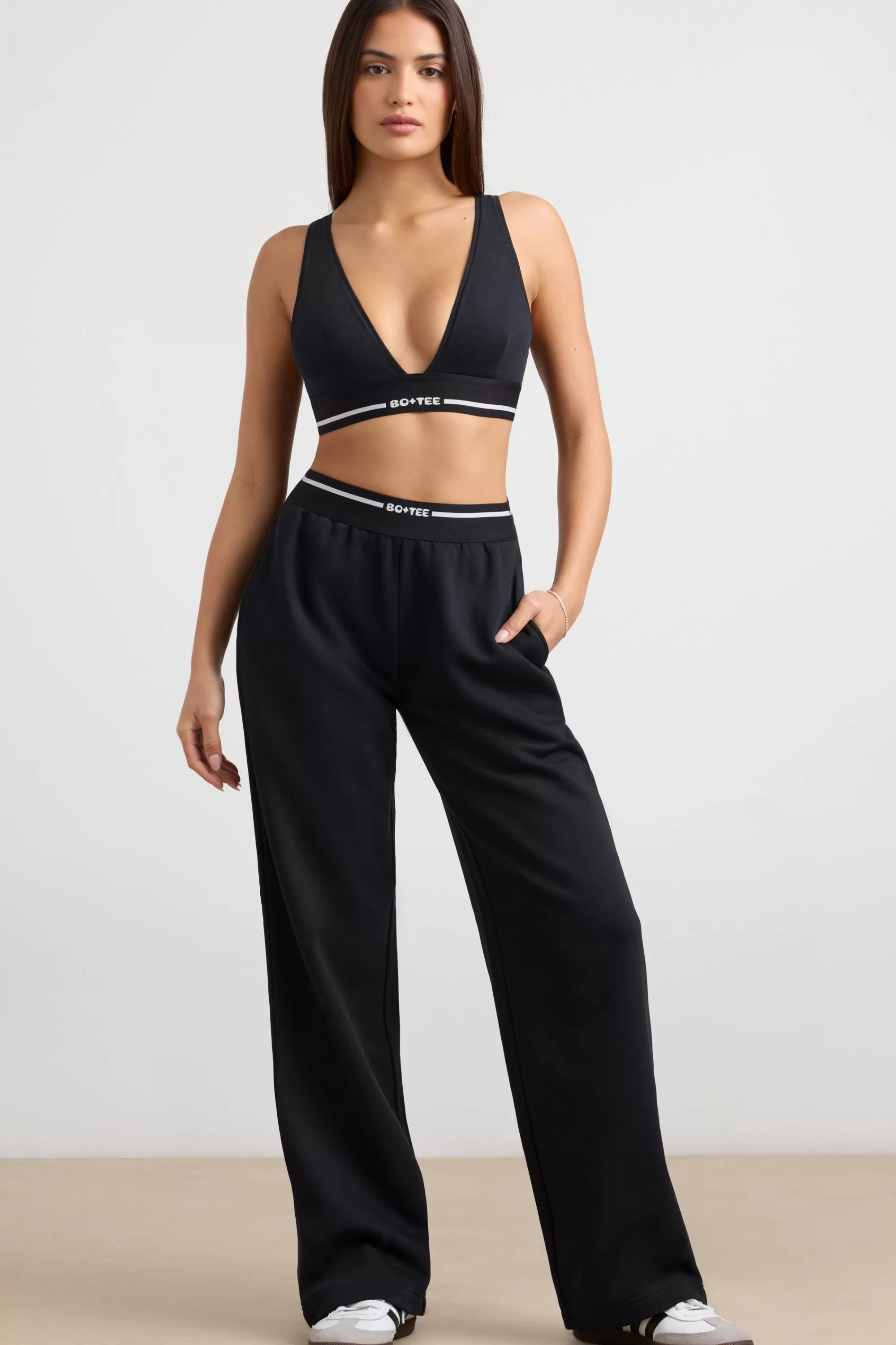 Oh Polly Petite High-Waist Straight-Leg Joggers In Black Cheap