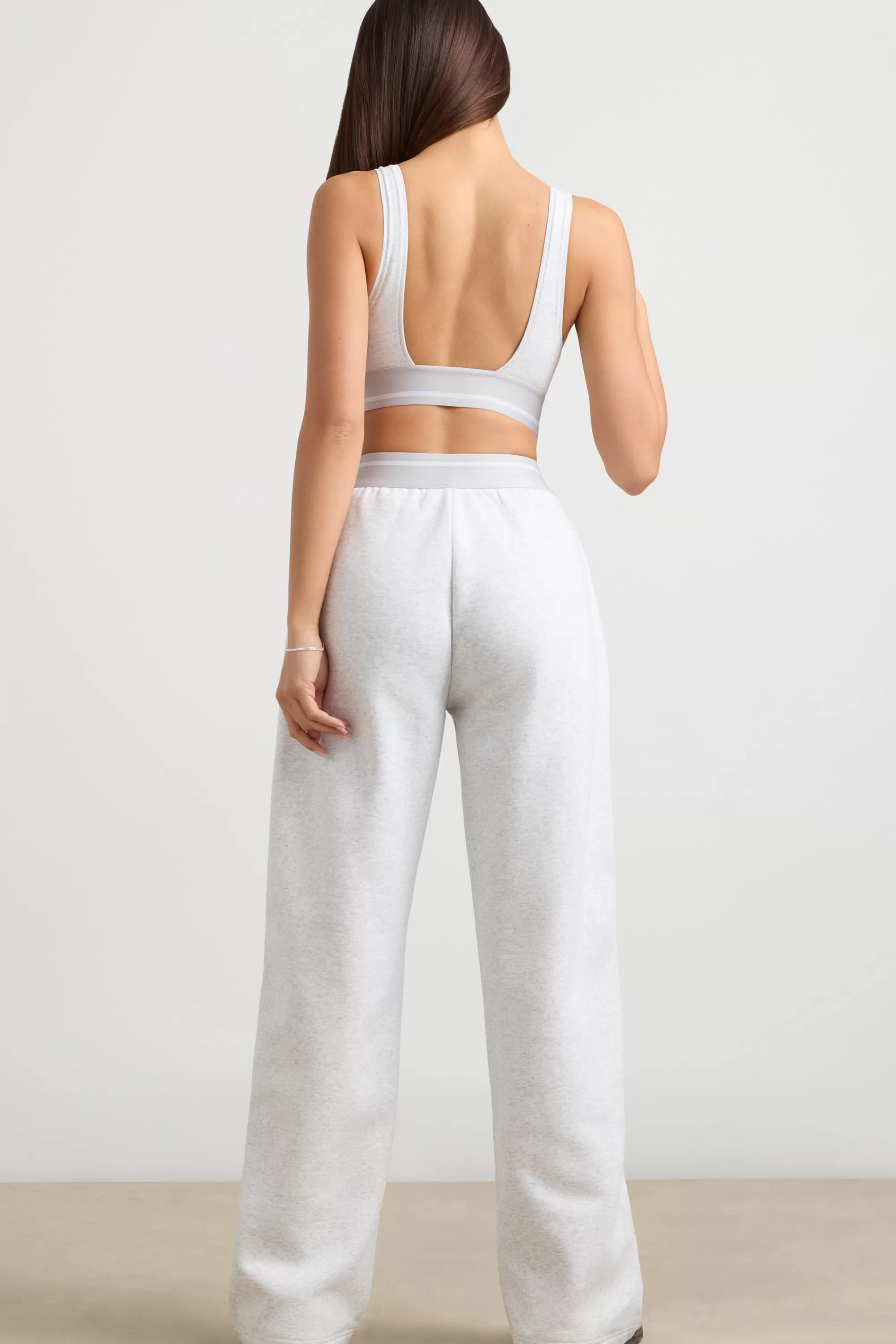 Oh Polly Petite High-Waist Straight-Leg Joggers In Grey Marl Best Sale