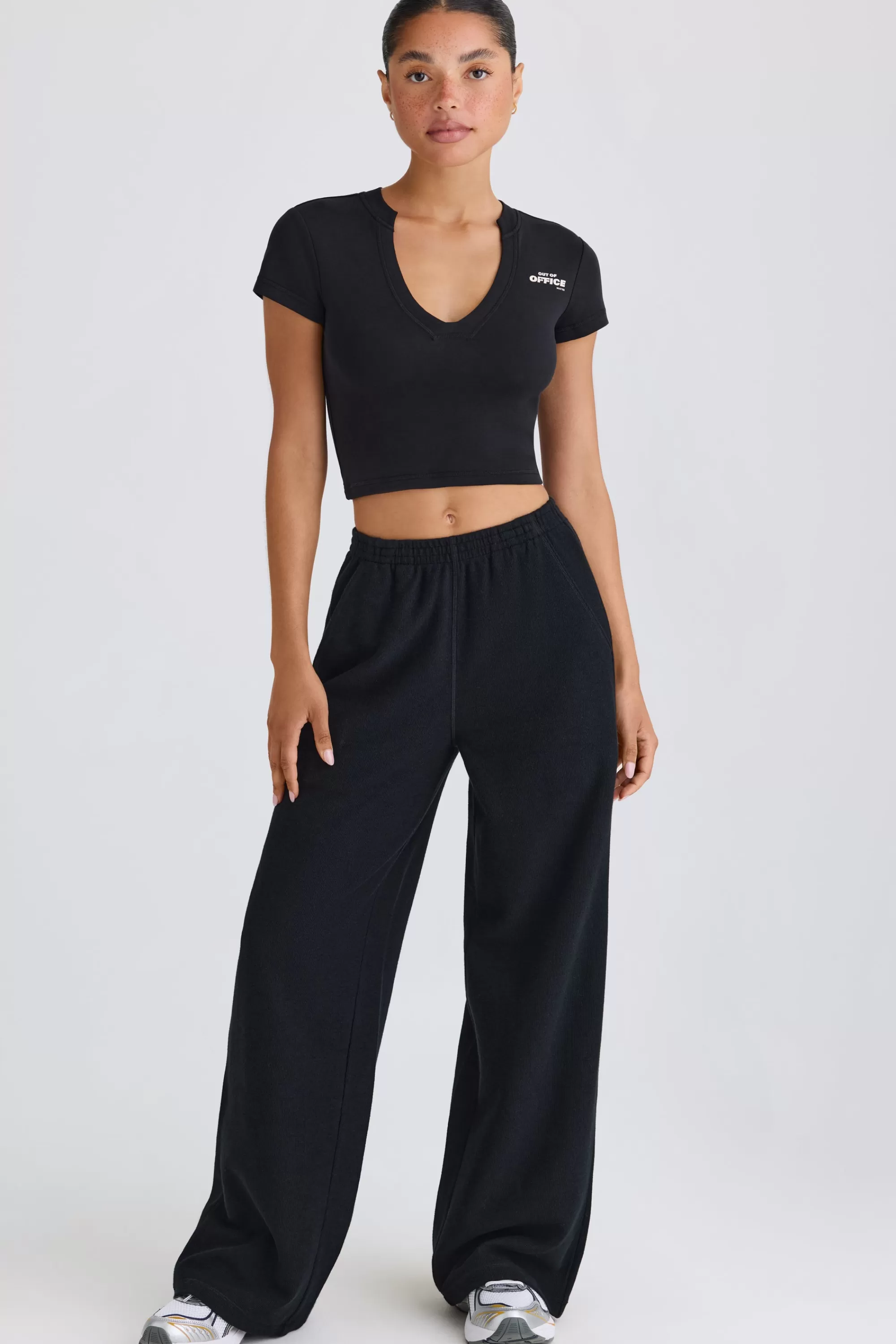 Oh Polly Petite Straight-Leg Joggers In Black Black Flash Sale