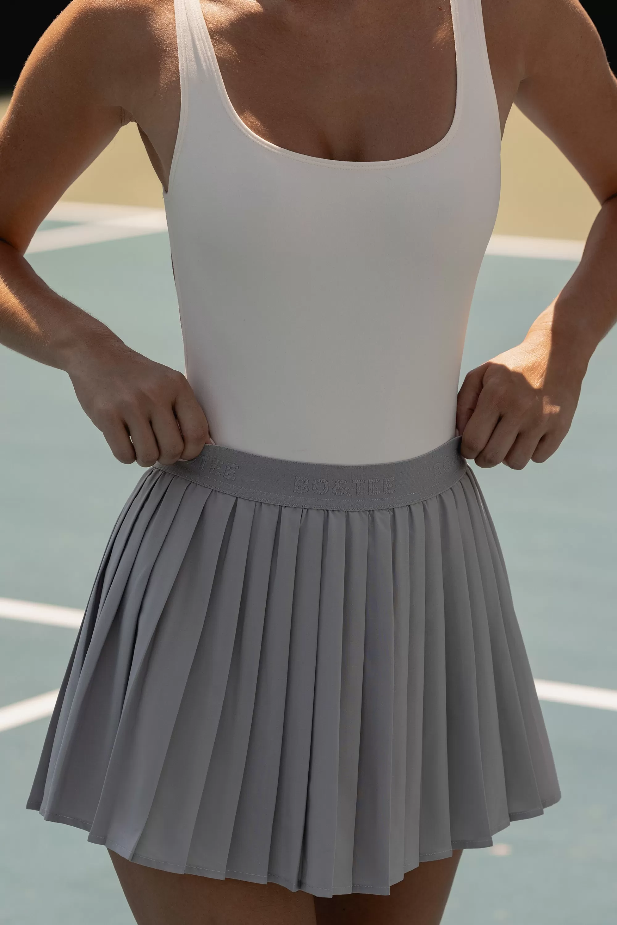 Oh Polly Pleated Tennis Skirt In Ice Grey Best