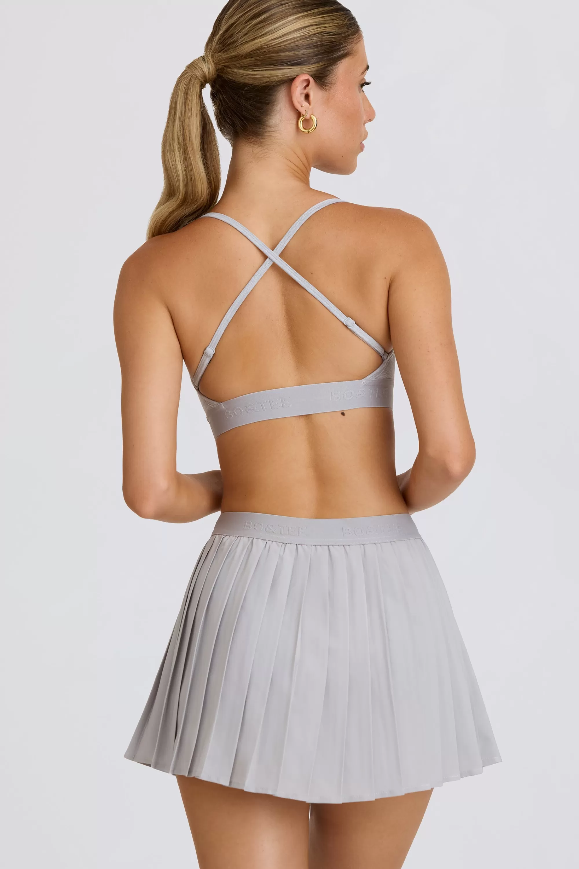 Oh Polly Pleated Tennis Skirt In Ice Grey Best