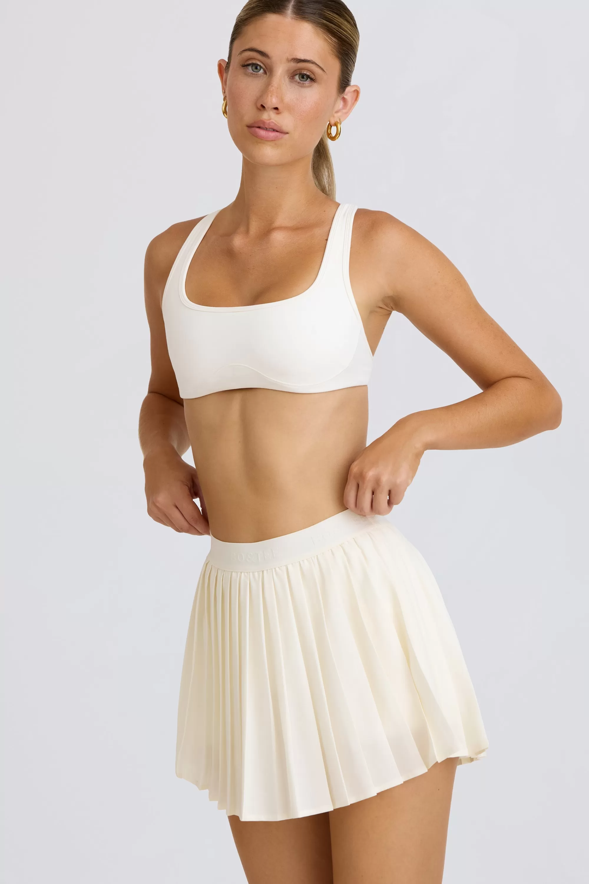 Oh Polly Pleated Tennis Skirt In White Outlet